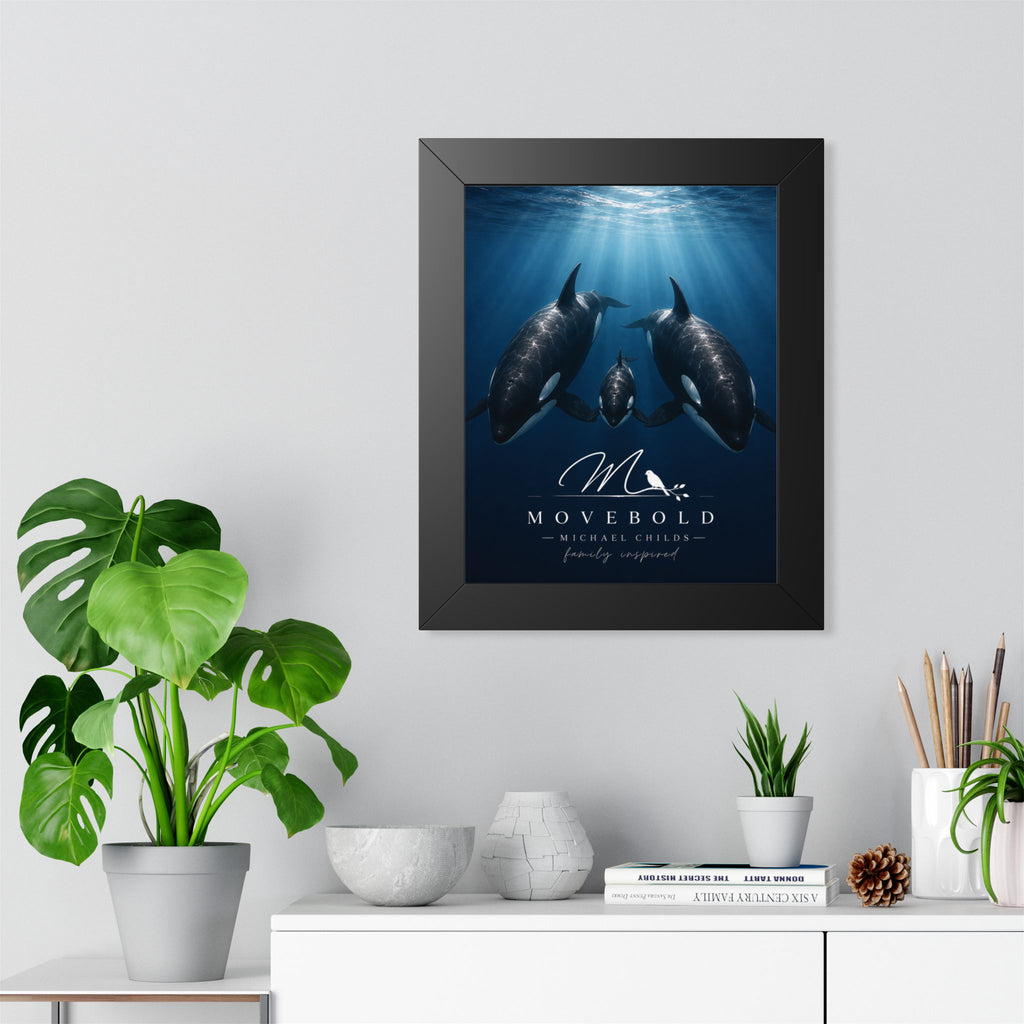 Ocean whale Family Framed Vertical Poster
