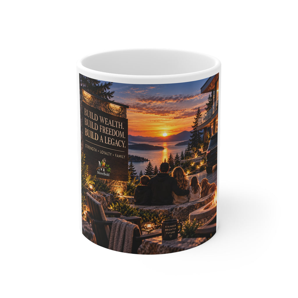 Build wealh, Build freedom, Build A Legacy White Ceramic Mug, 11oz
