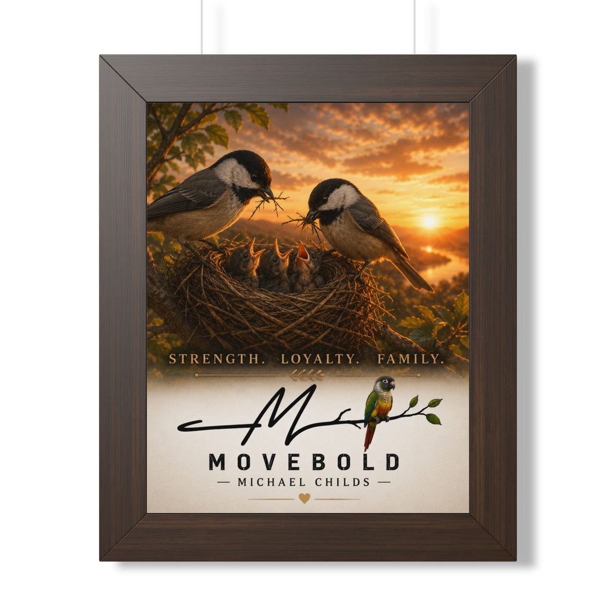 Chickadee Family Framed Vertical Poster