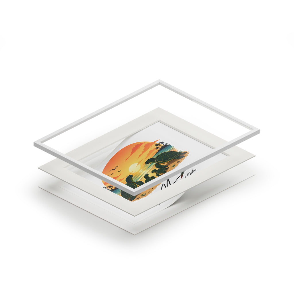 Turtle family Fine Art Prints (Passepartout Paper Frame)