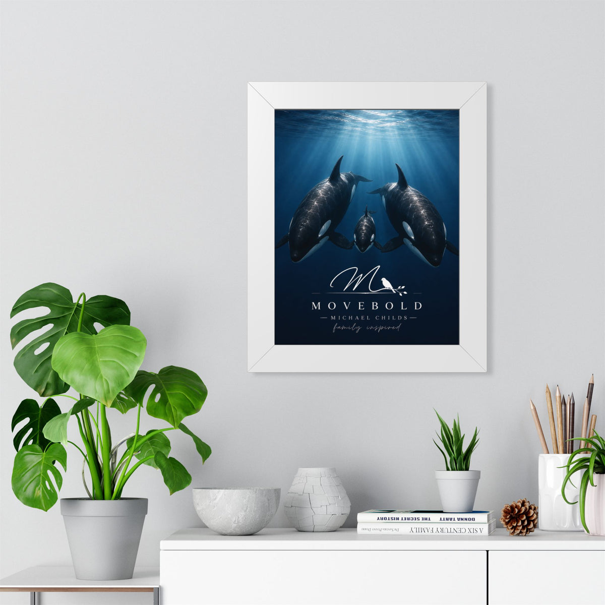 Ocean whale Family Framed Vertical Poster