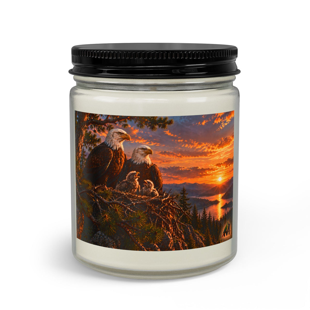 Eagle Family Feeding Young Candle Set with Wick Trimmer
