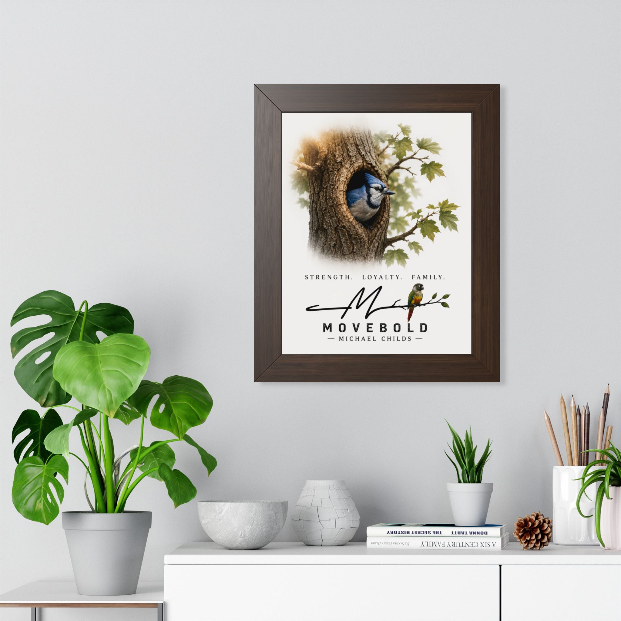 Blue J.ay Framed Vertical Poster