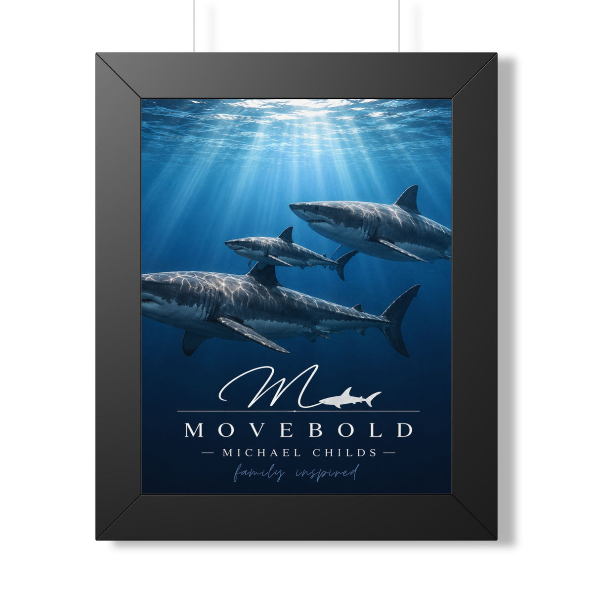 Ocean Shark Family Framed Vertical Poster