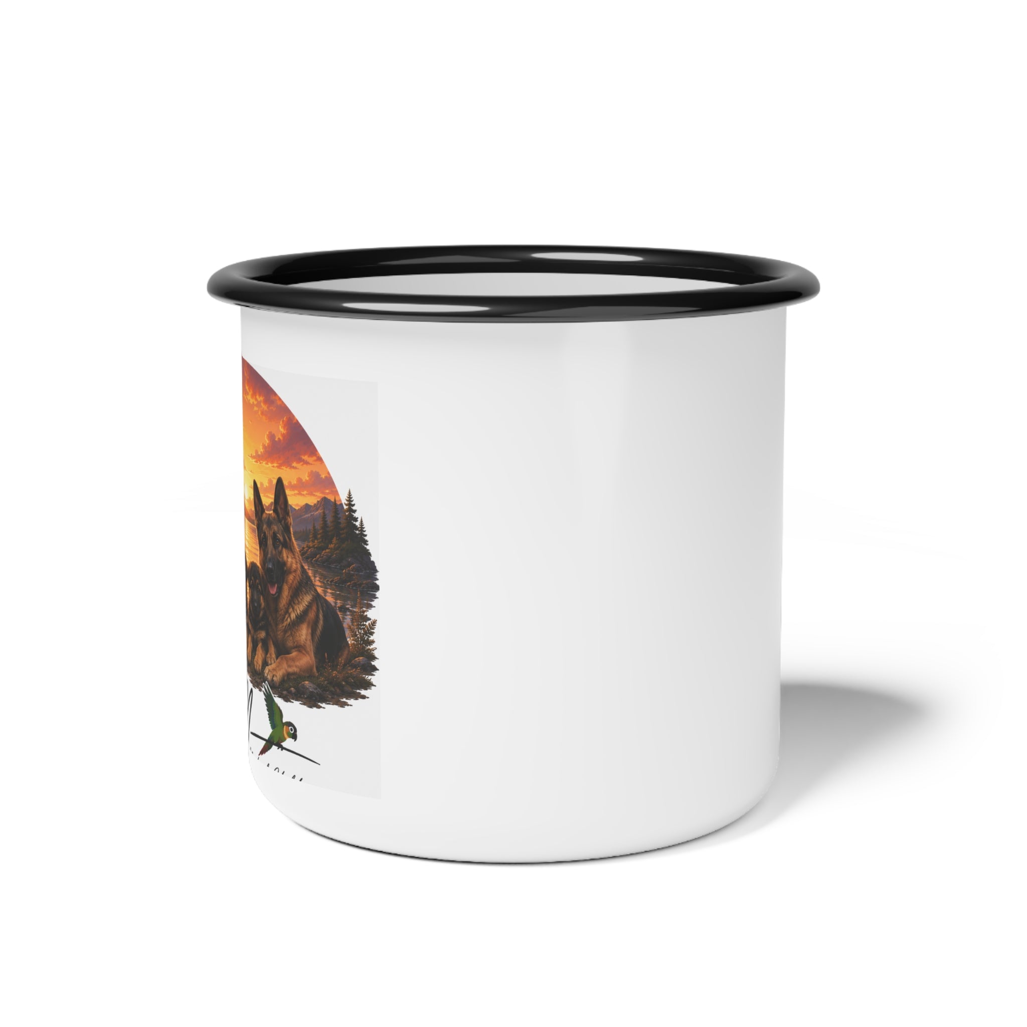 German shepherd family Enamel Camp Cup
