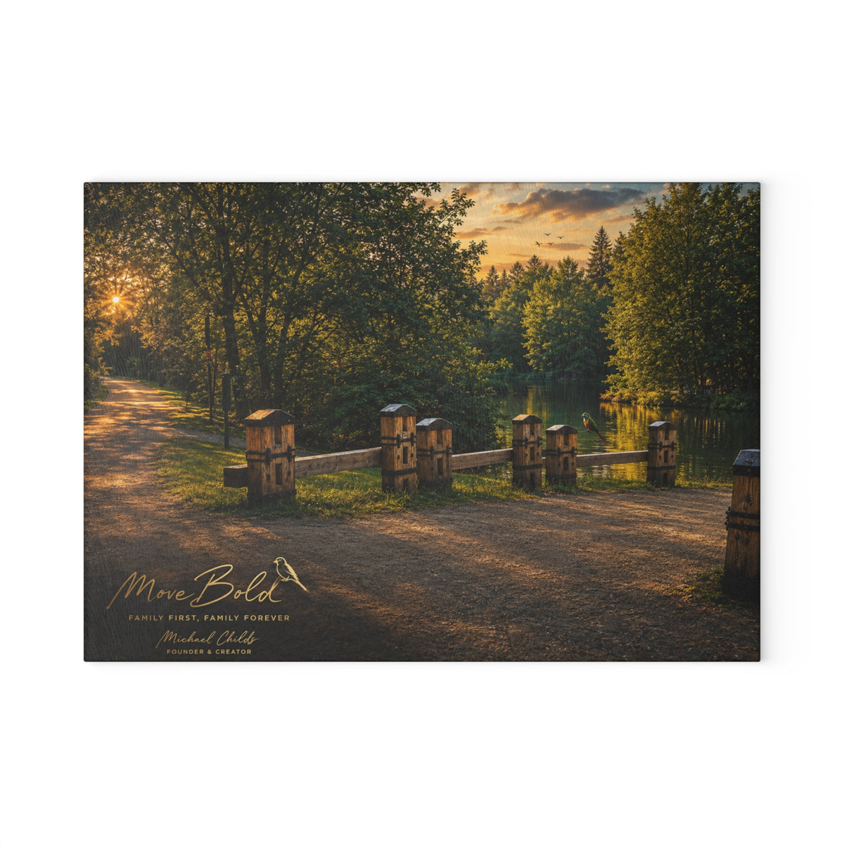 Park sunset Glass Cutting Board