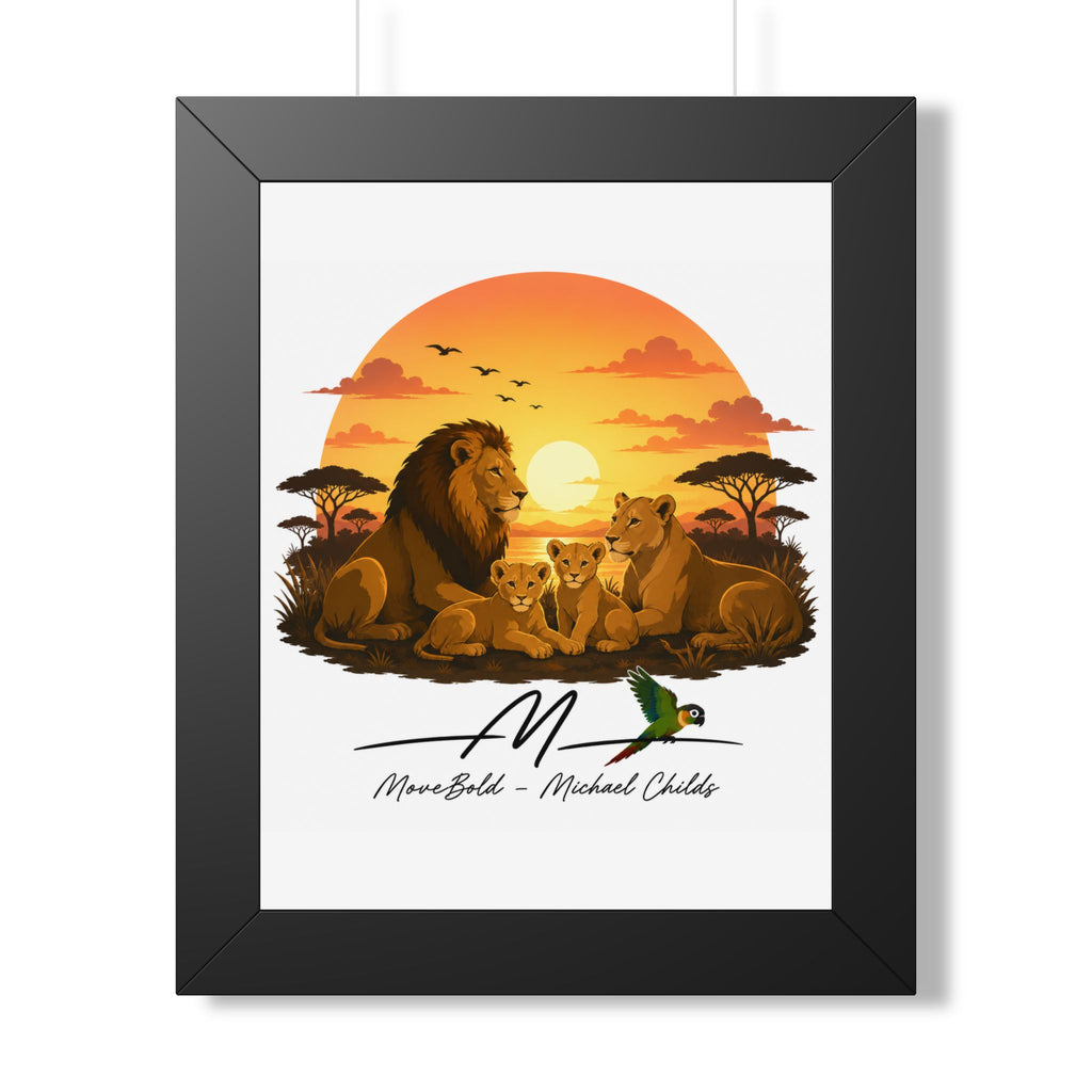 Framed Vertical Poster lion family