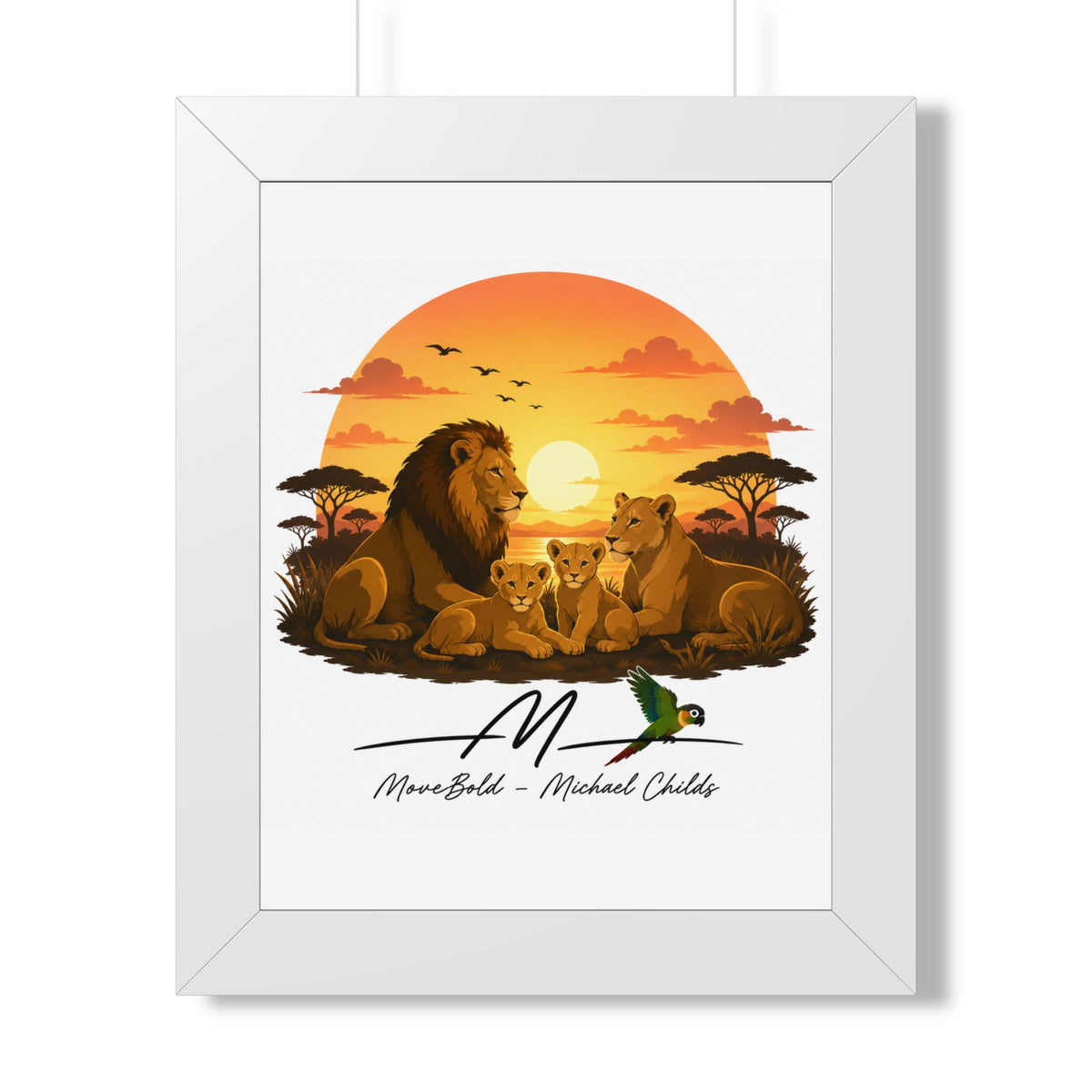 Lion Family Framed Vertical Poster