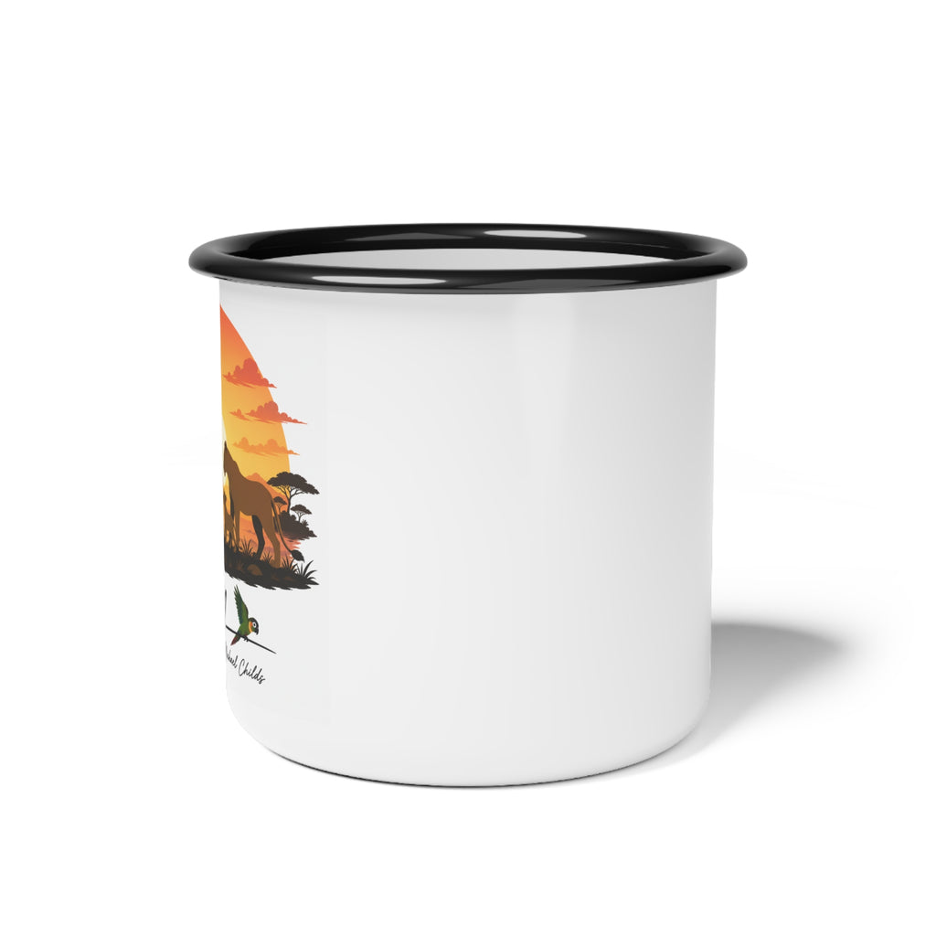Lion family.Enamel Camp Cup