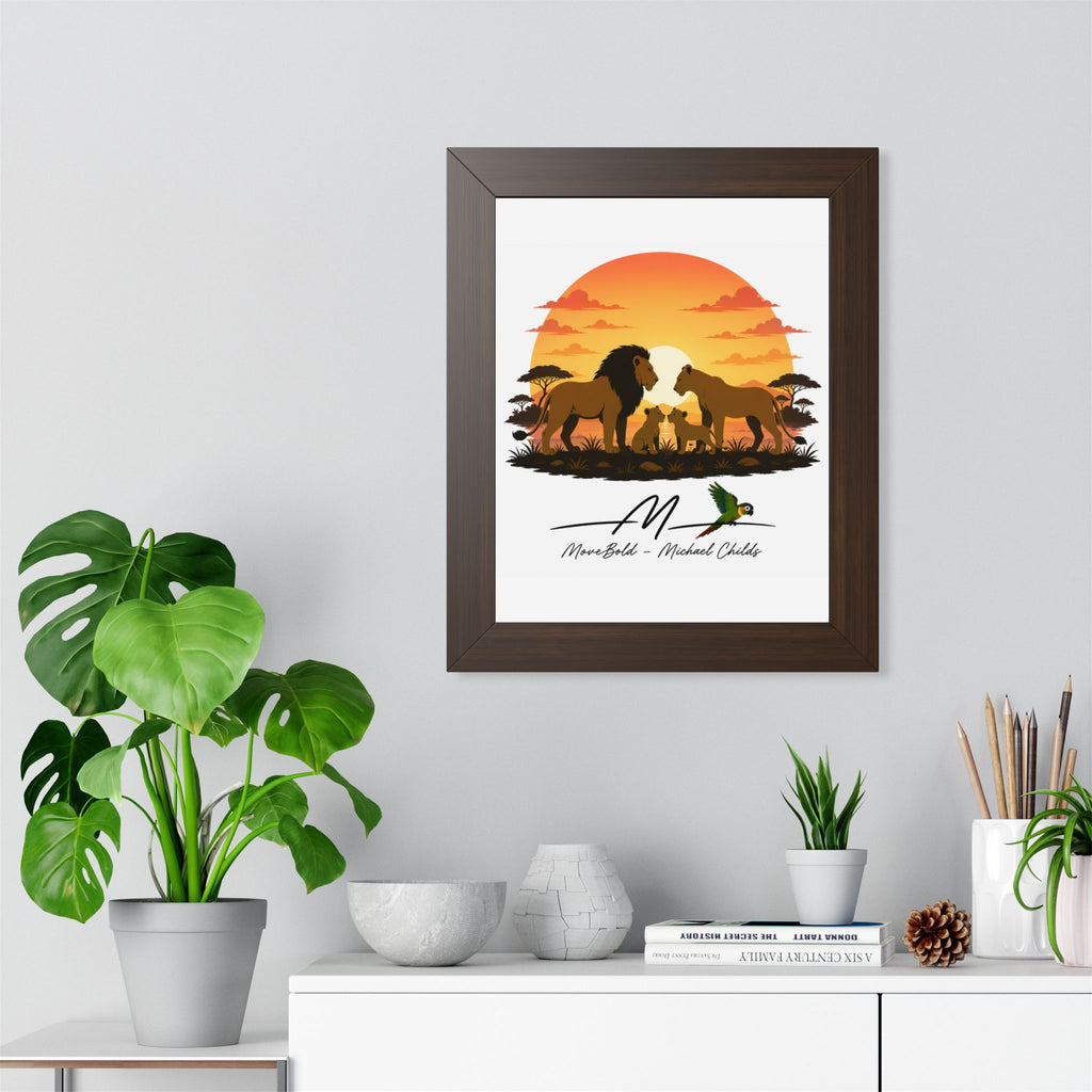 Lion family Framed Vertical Poster