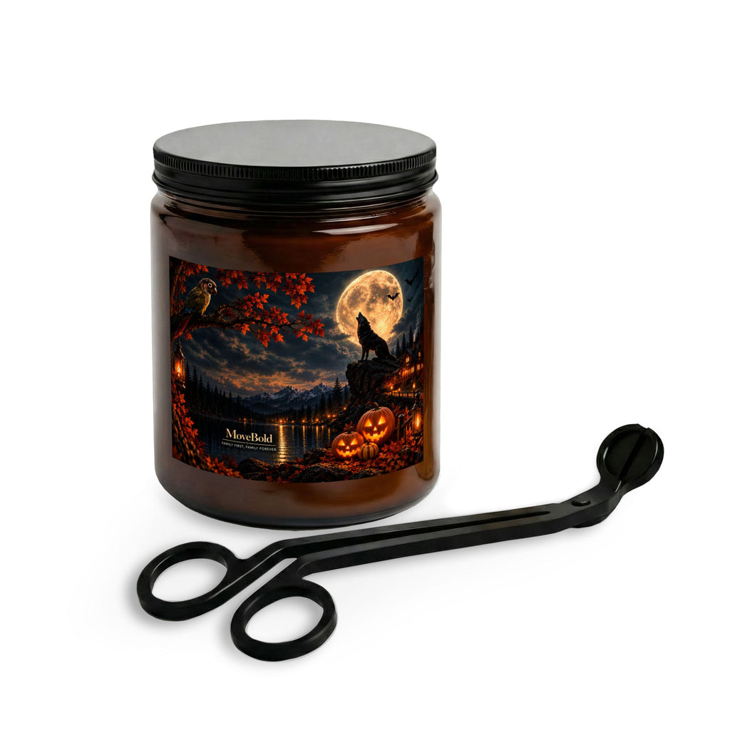 Hallowen Wolf Scene Candle Set with Wick Trimmer