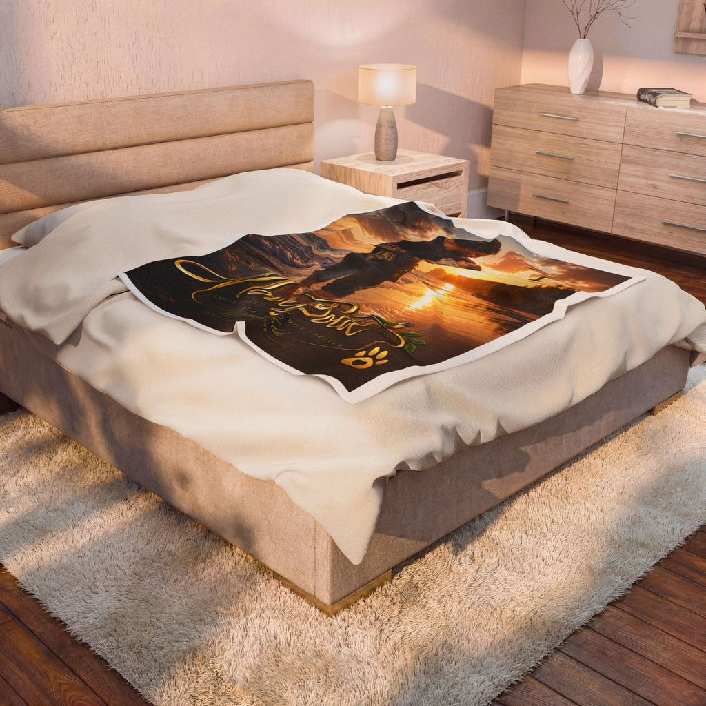 Father and son Velveteen Plush Blanket
