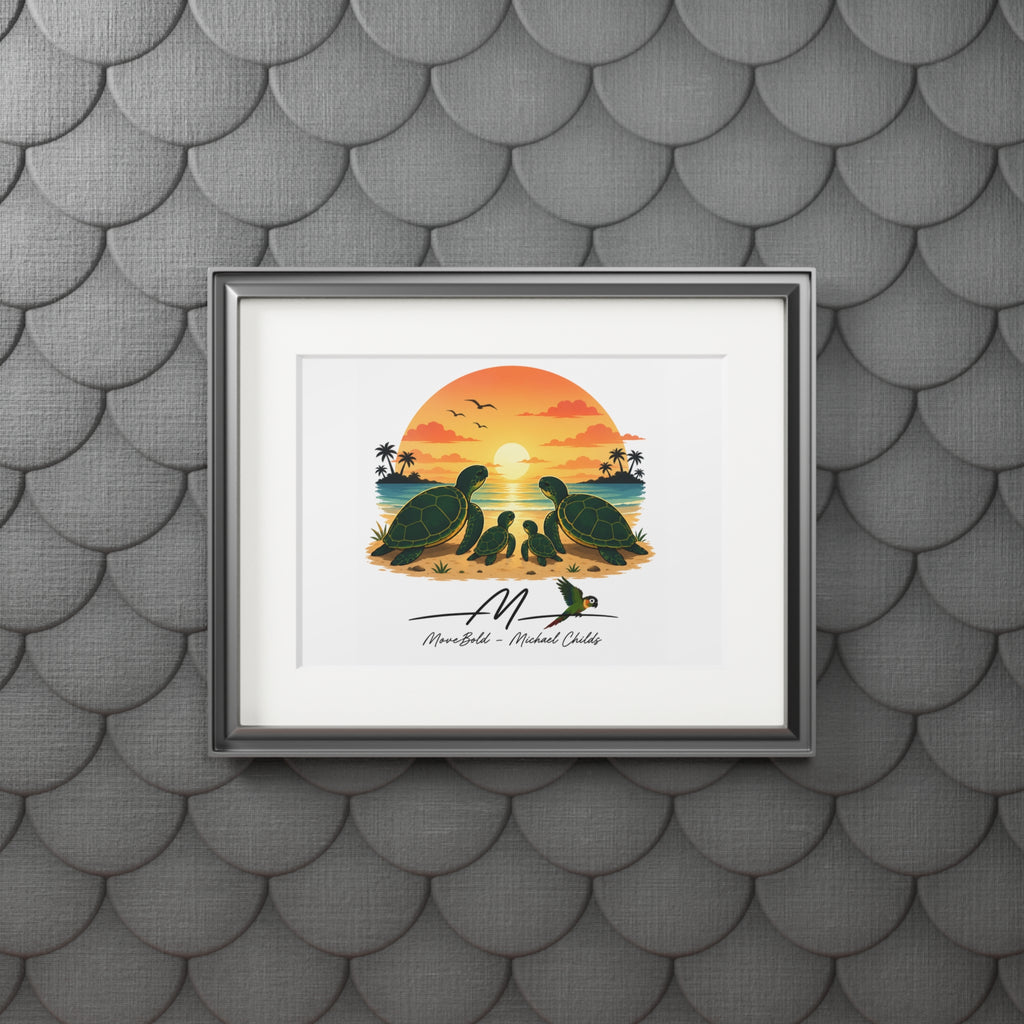 Turtle family Fine Art Prints (Passepartout Paper Frame)