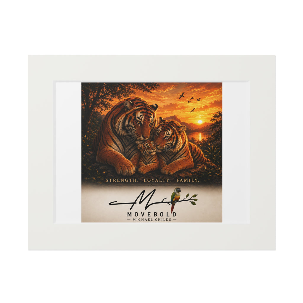 Tiger family Fine Art Prints (Passepartout Paper Frame)