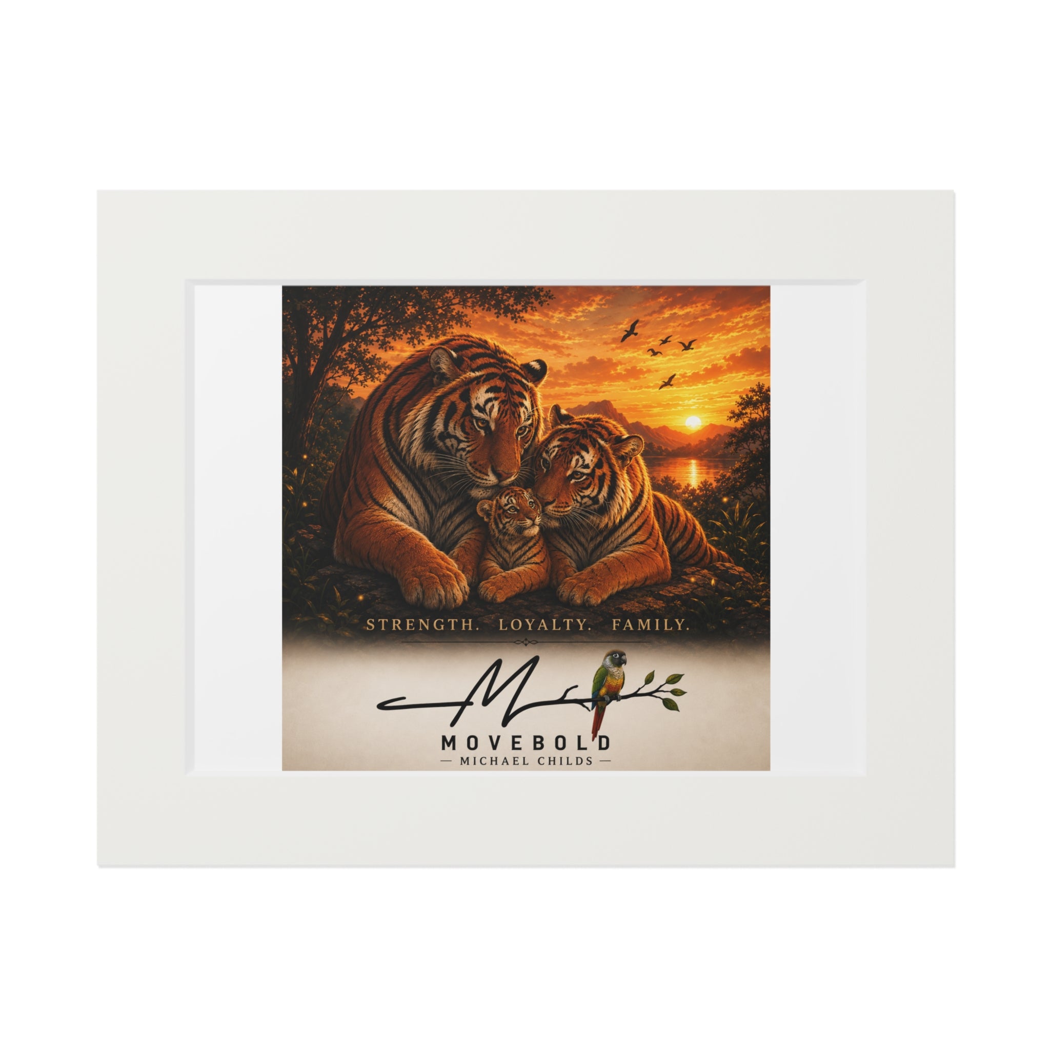 Tiger family Fine Art Prints (Passepartout Paper Frame)
