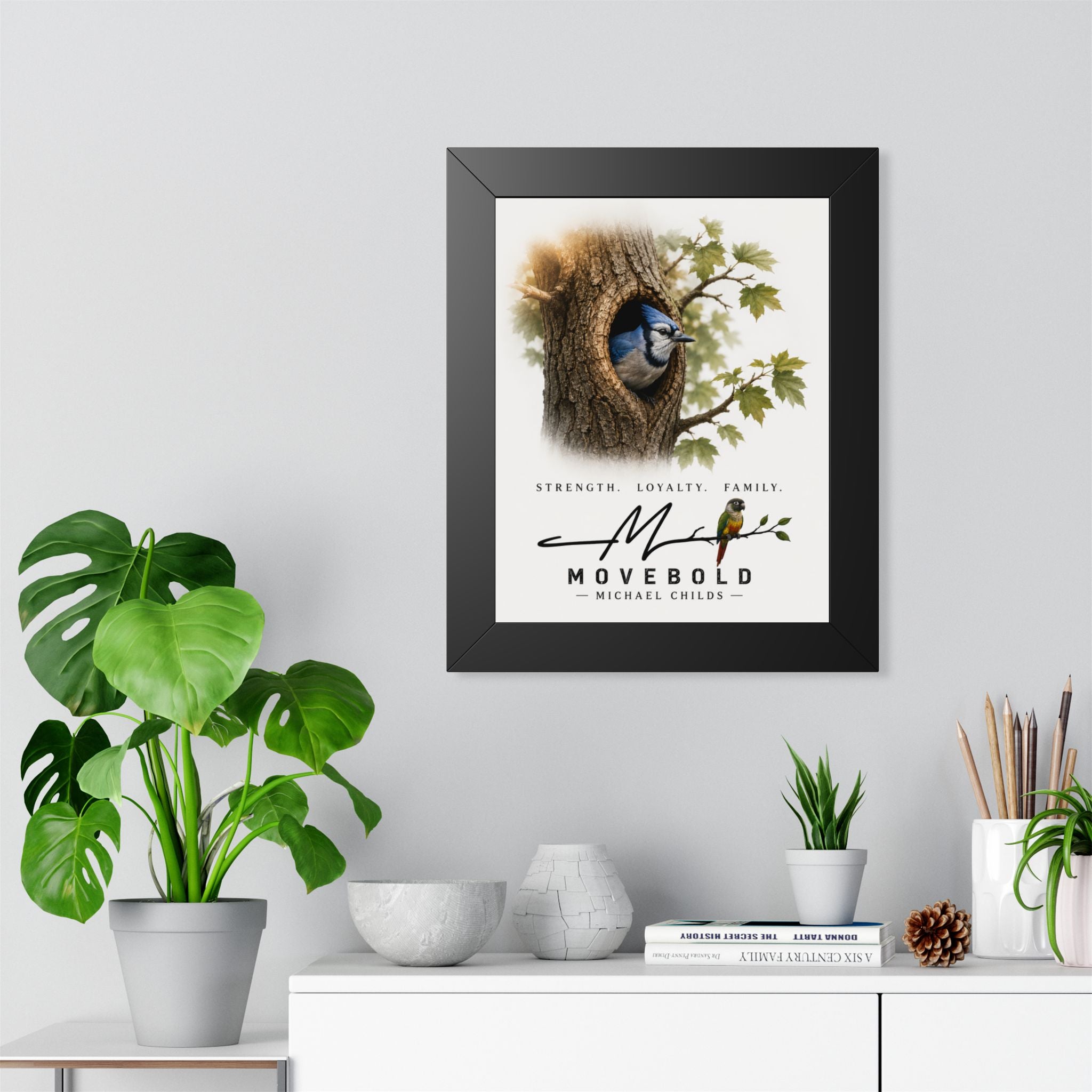 Blue J.ay Framed Vertical Poster