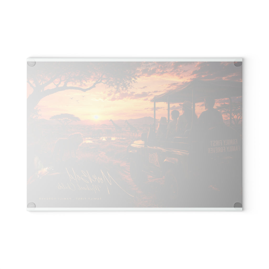 Family safari Glass Cutting Board