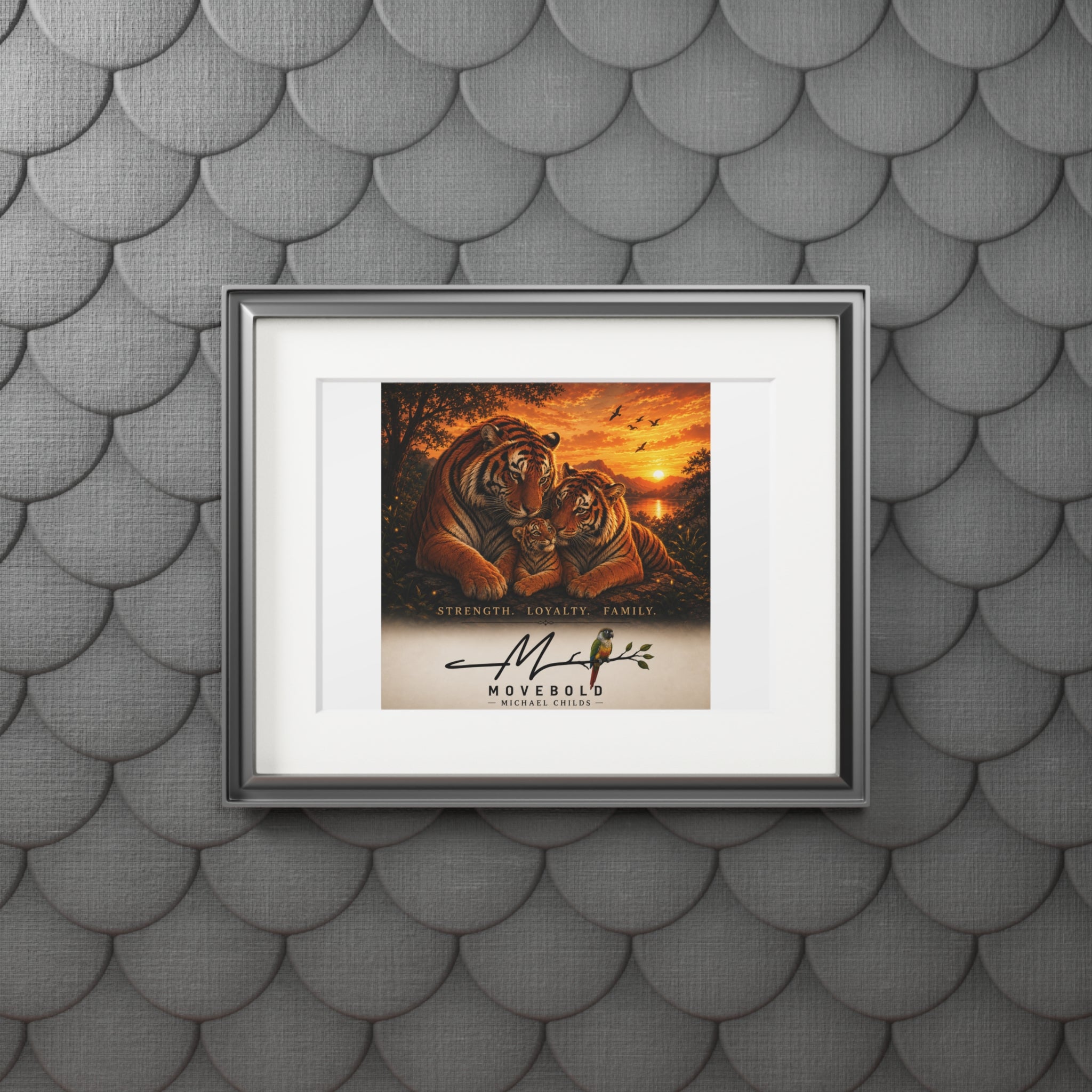 Tiger family Fine Art Prints (Passepartout Paper Frame)