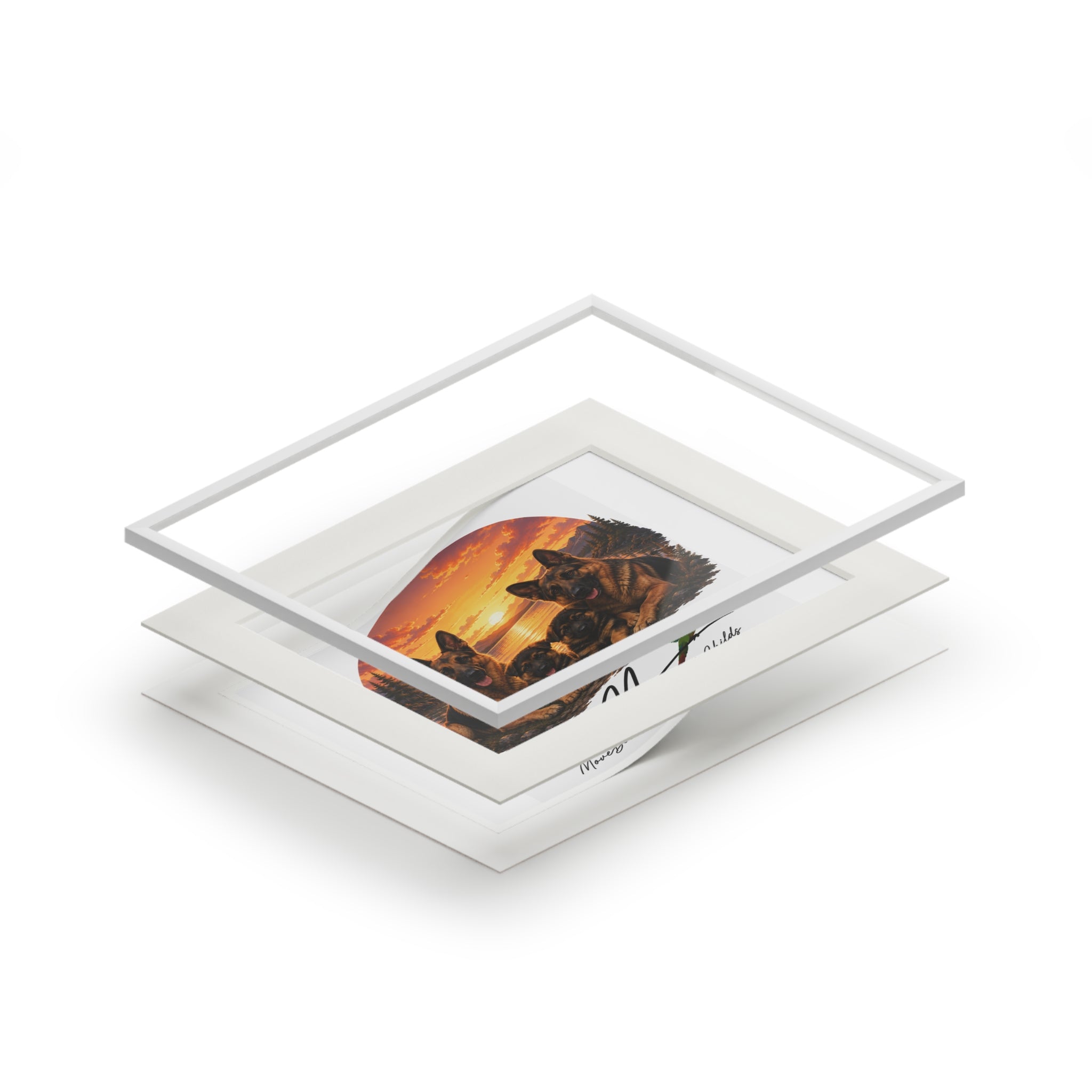 German shepherd family Fine Art Prints (Passepartout Paper Frame)