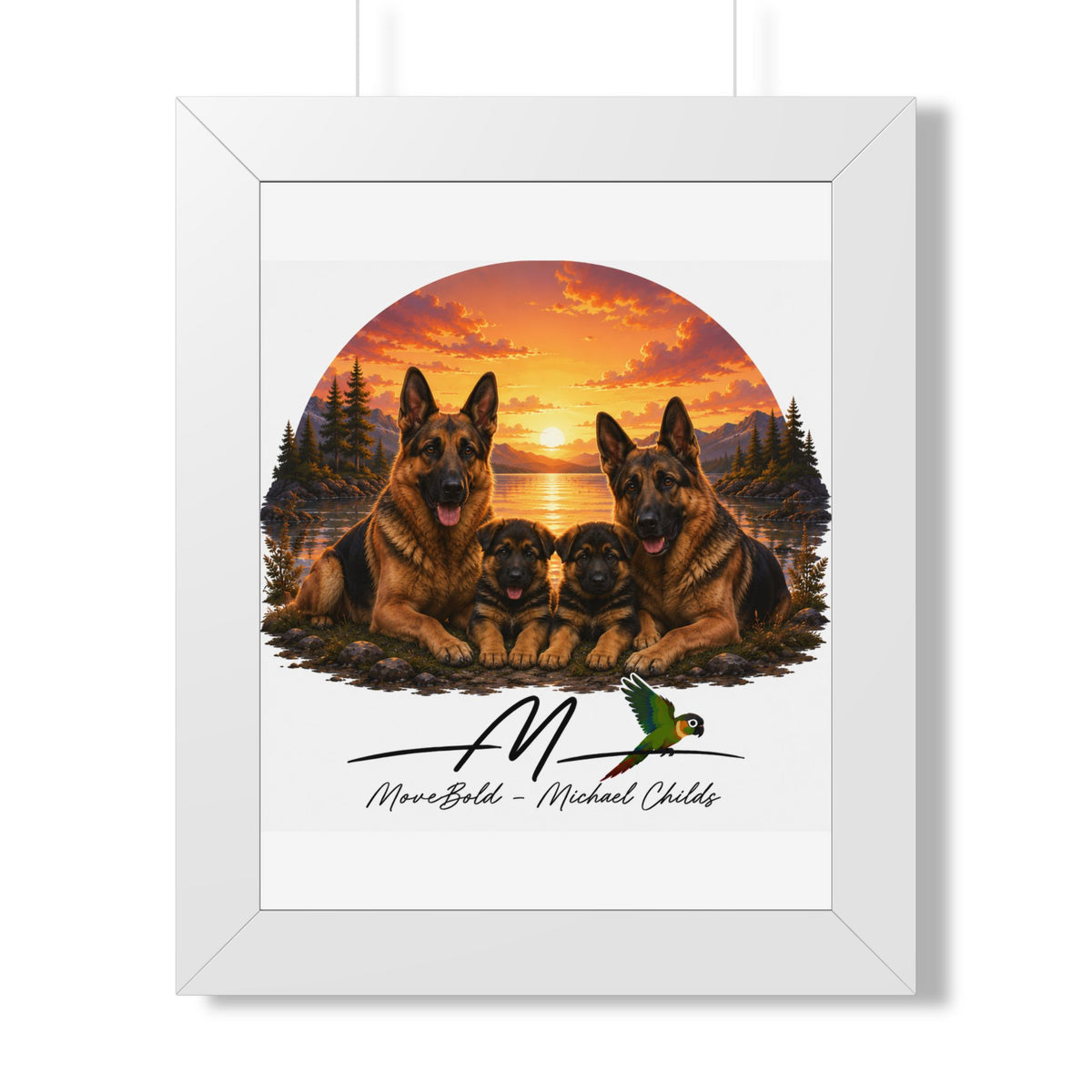German shepherd family Framed Vertical Poster