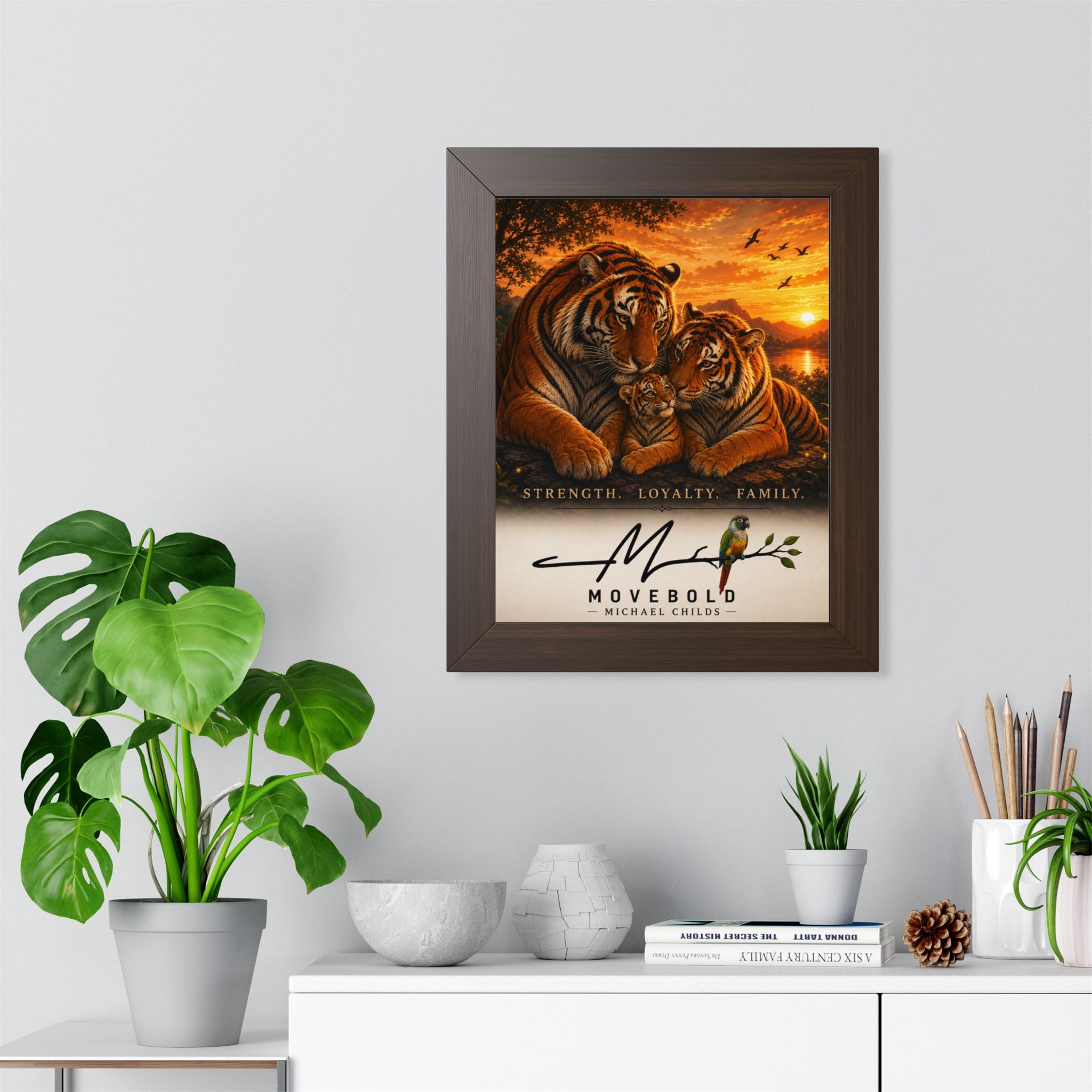Tiger family Framed Vertical Poster