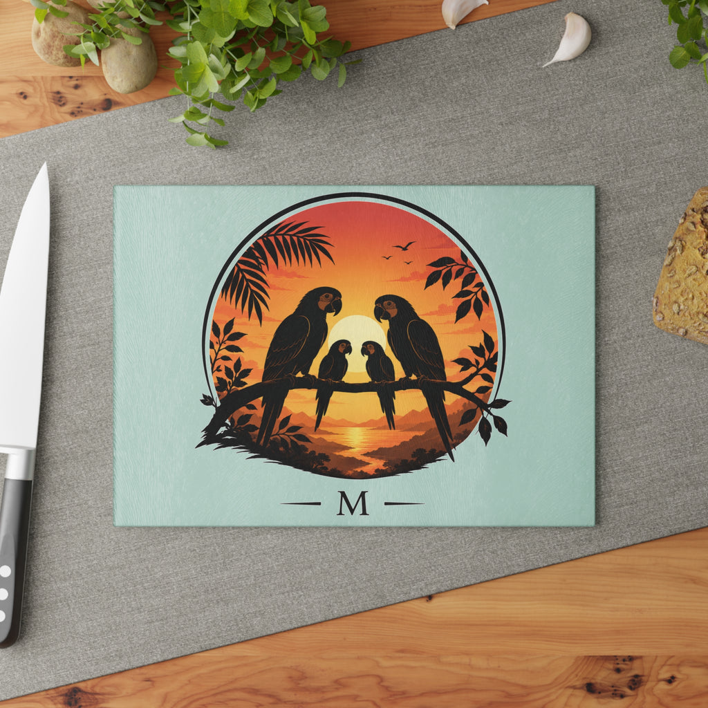 Parrot family Glass Cutting Board