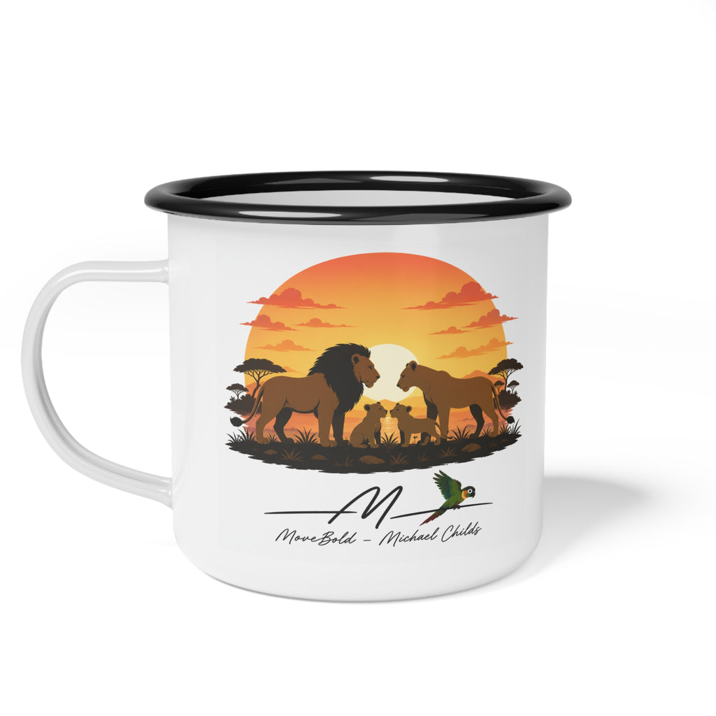Lion family.Enamel Camp Cup