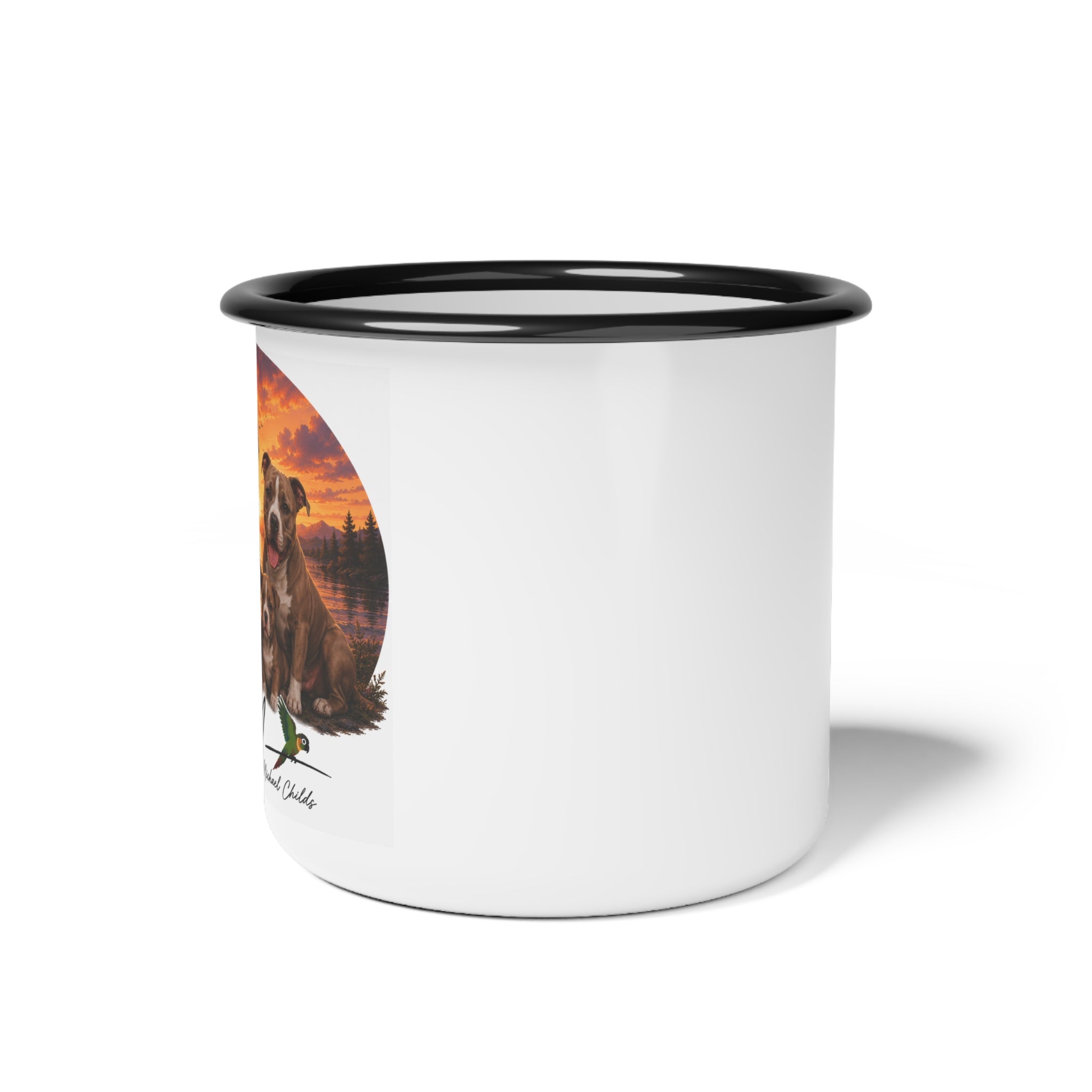 pit bull family Enamel Camp Cup