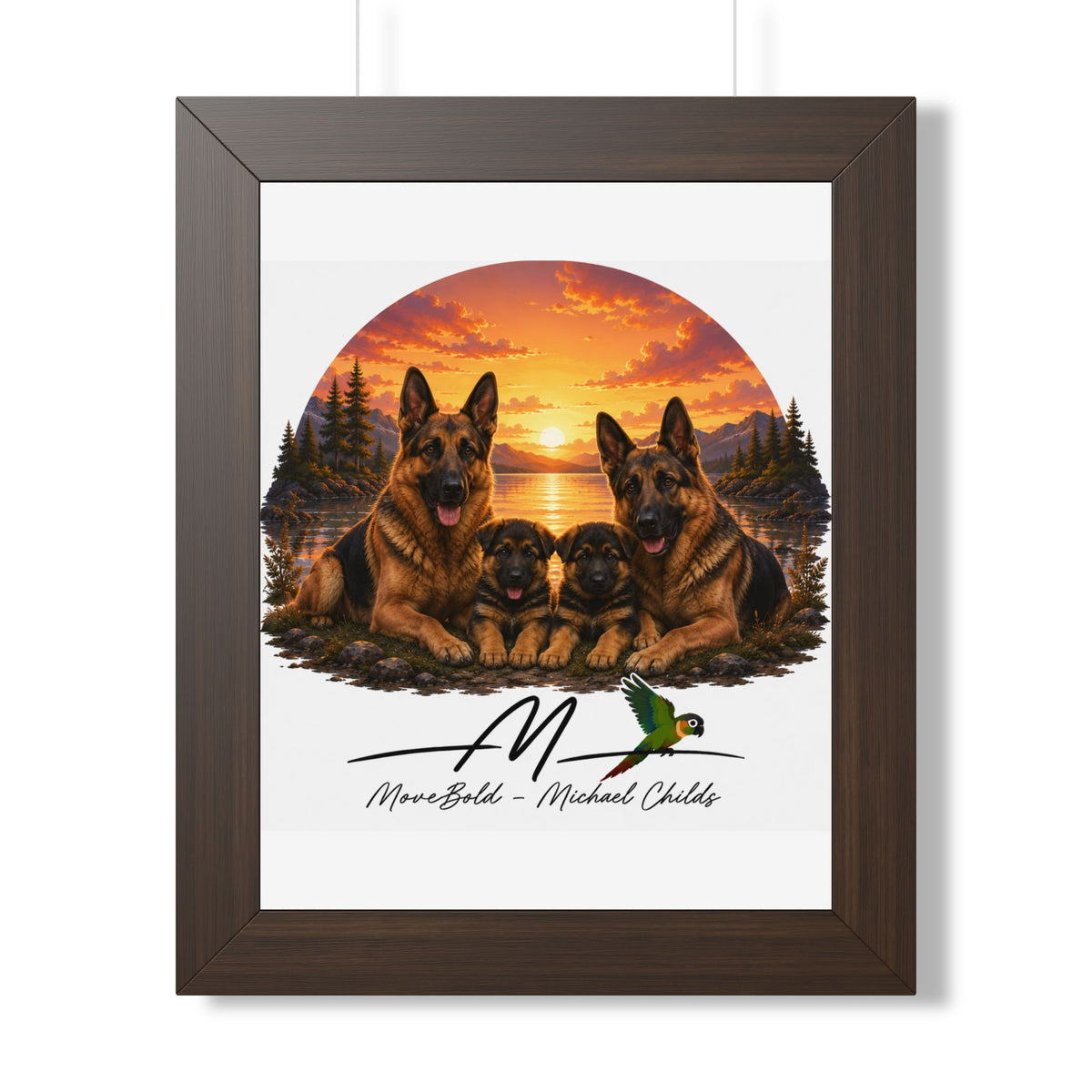 German shepherd family Framed Vertical Poster