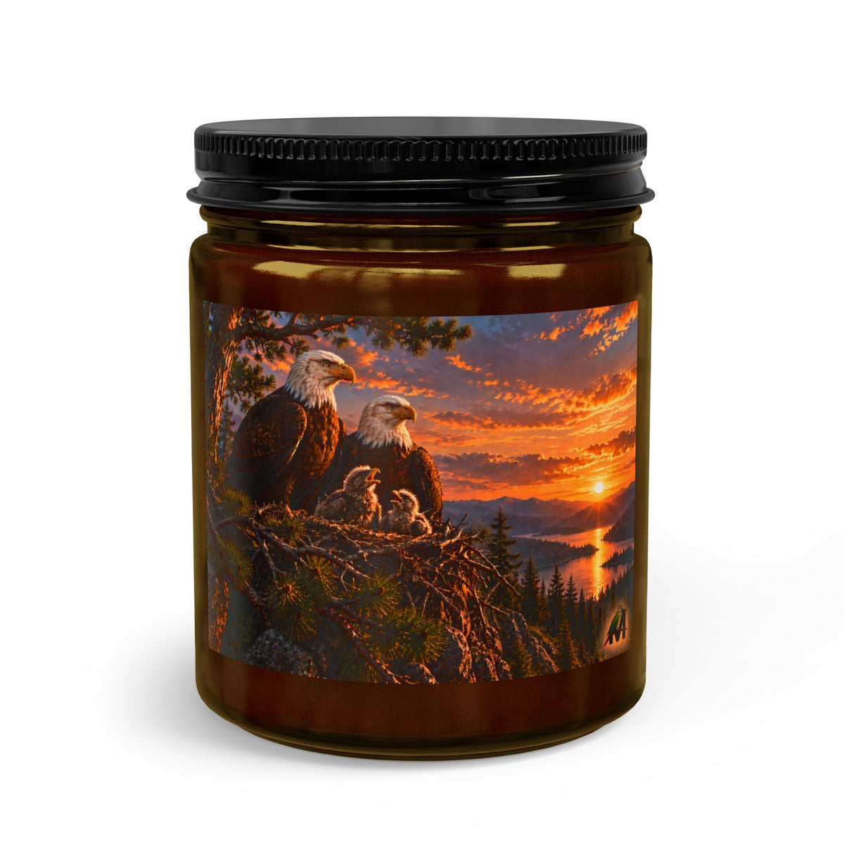 Eagle Family Feeding Young Candle Set with Wick Trimmer