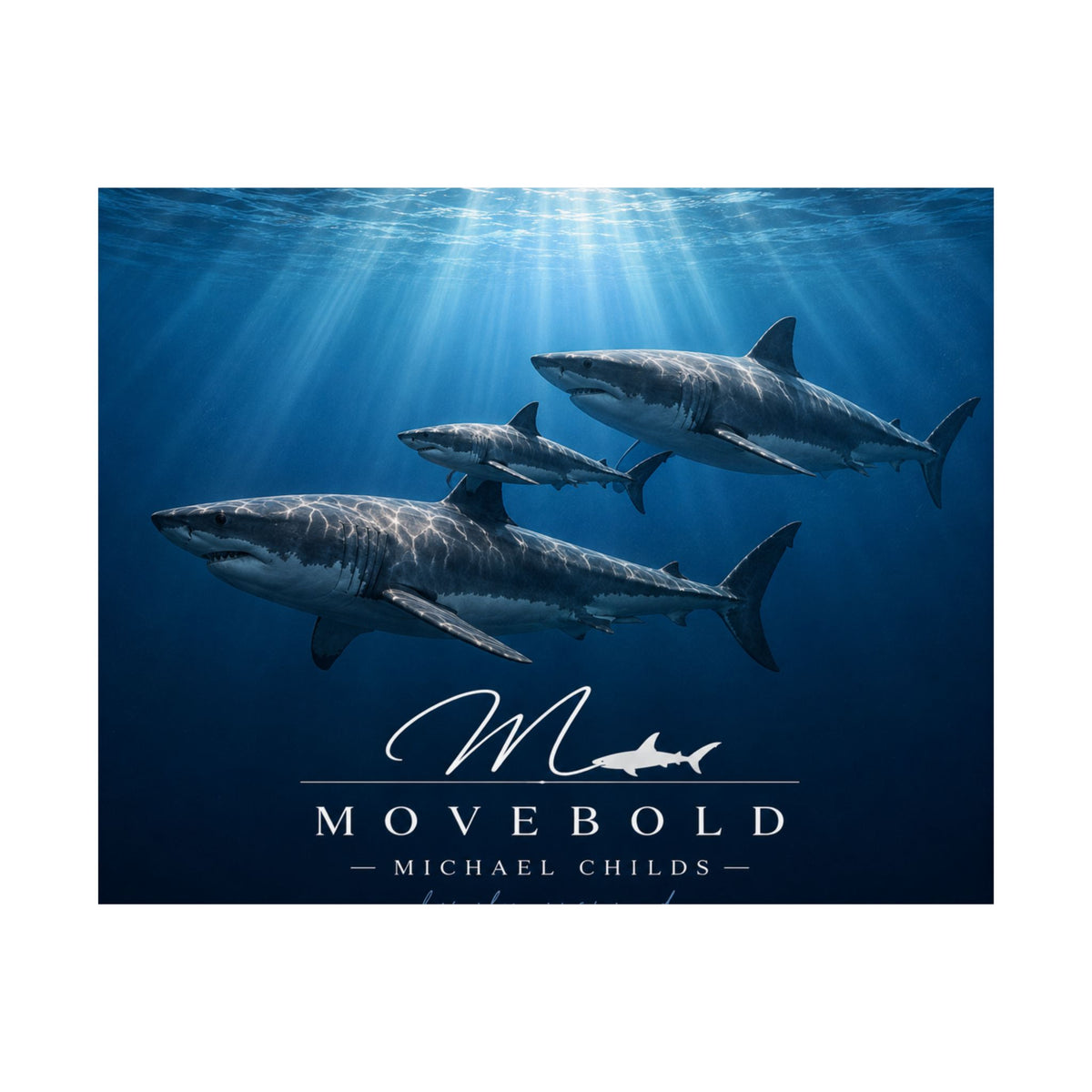 Ocean Shark Family Matte Horizontal Poster