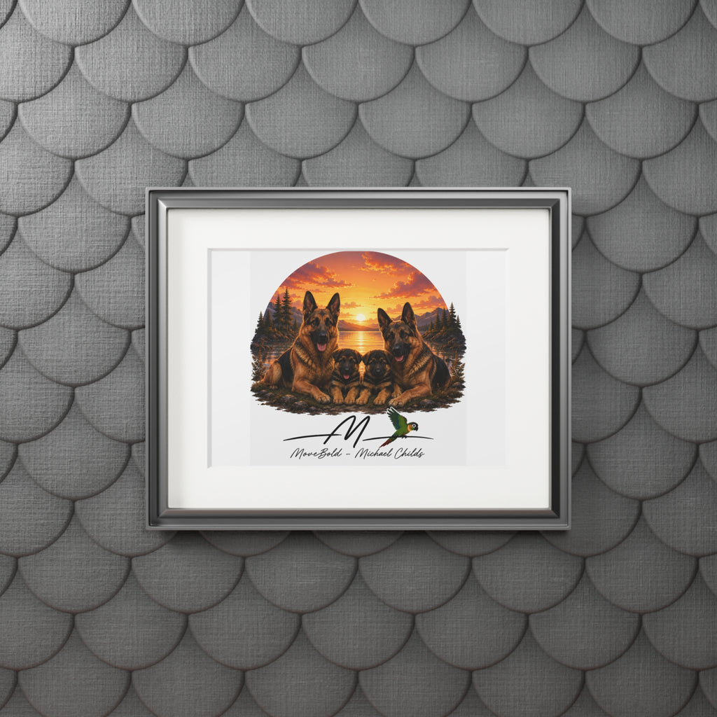 German shepherd family Fine Art Prints (Passepartout Paper Frame)