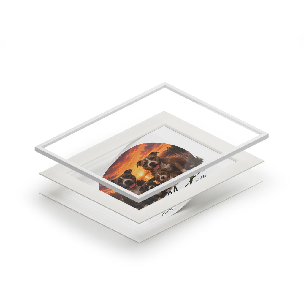 pit bull family Fine Art Prints (Passepartout Paper Frame)