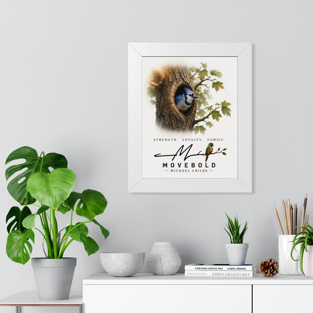 Blue J.ay Framed Vertical Poster
