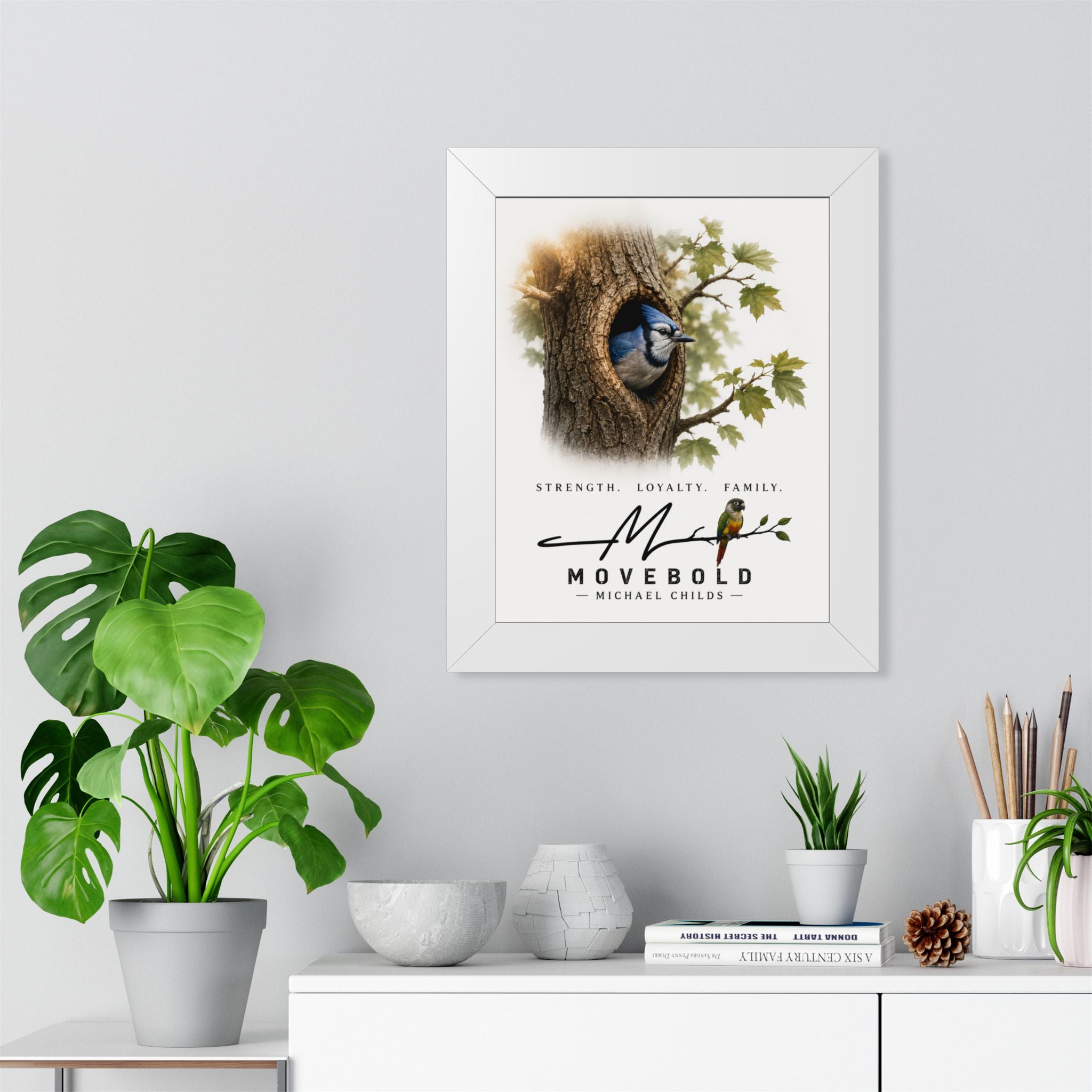 Blue J.ay Framed Vertical Poster