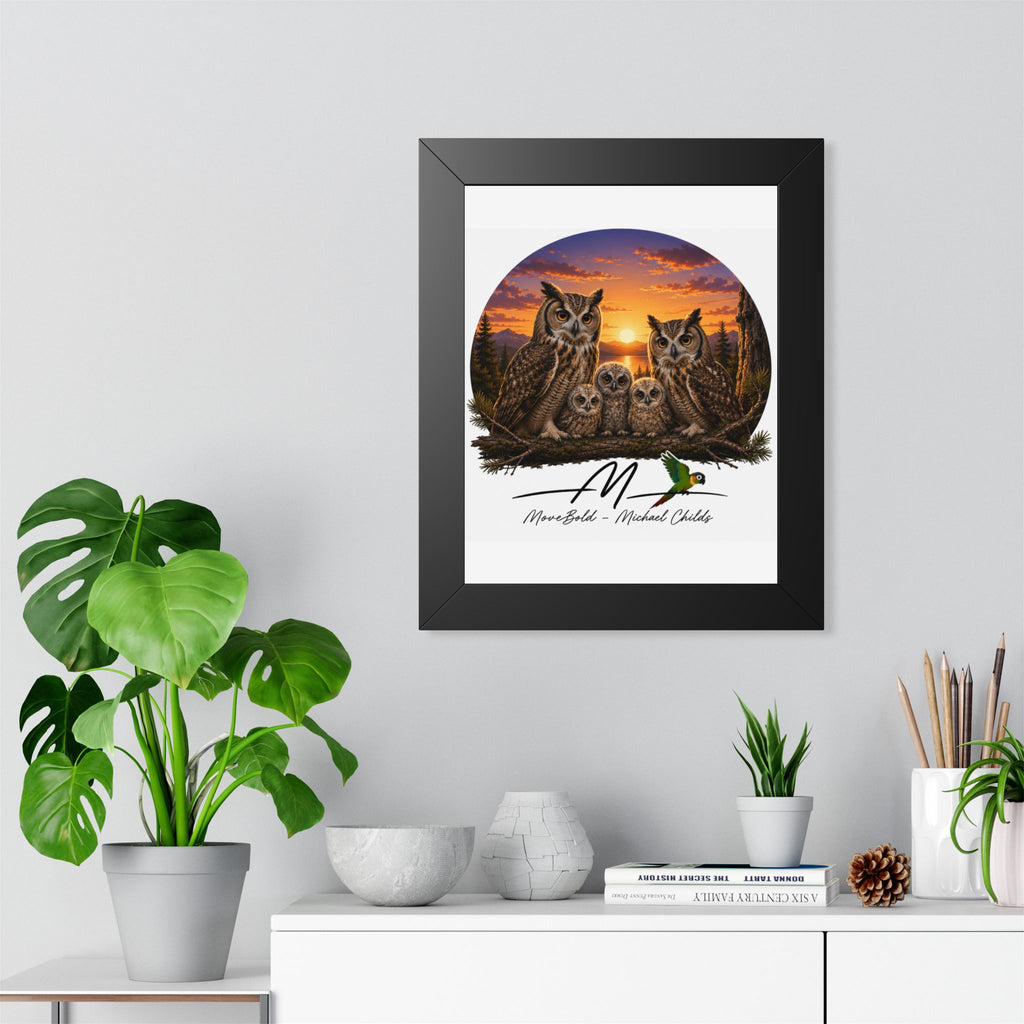 owl family.Framed Vertical Poster