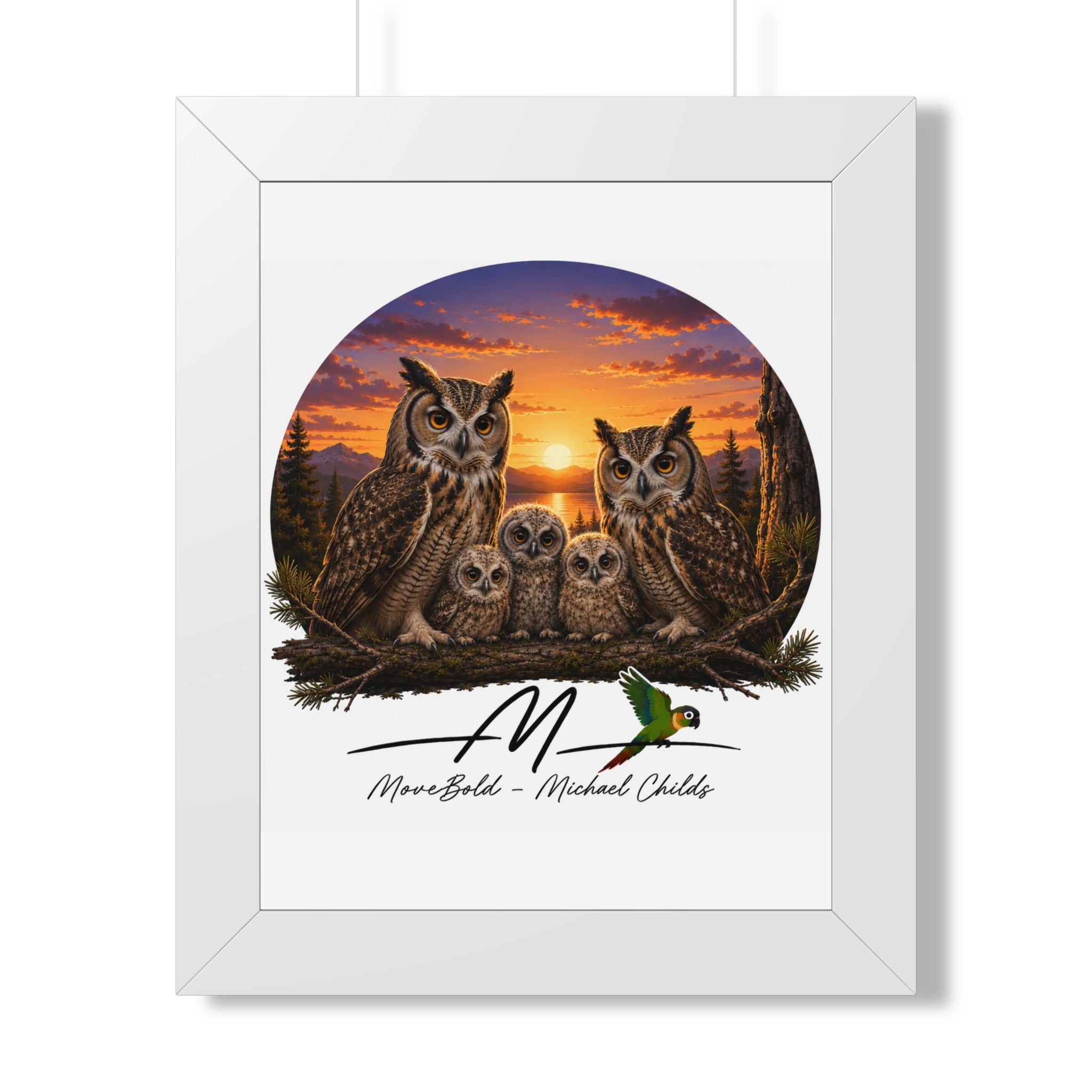 owl family.Framed Vertical Poster