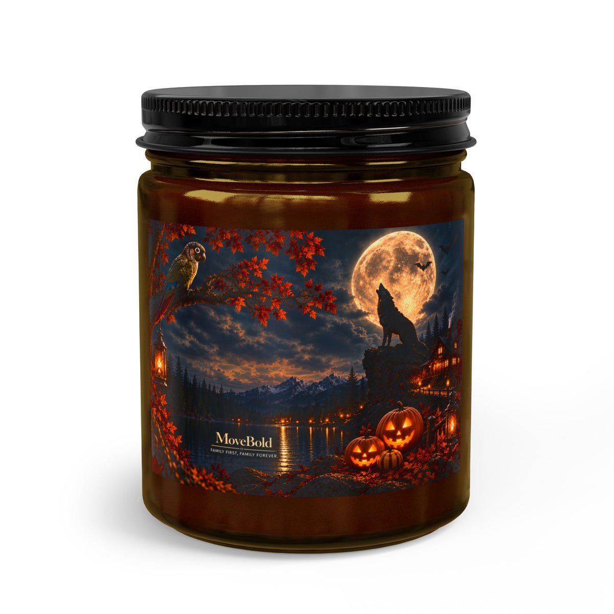 Hallowen Wolf Scene Candle Set with Wick Trimmer
