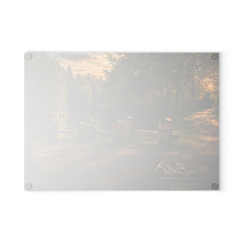 Park sunset Glass Cutting Board