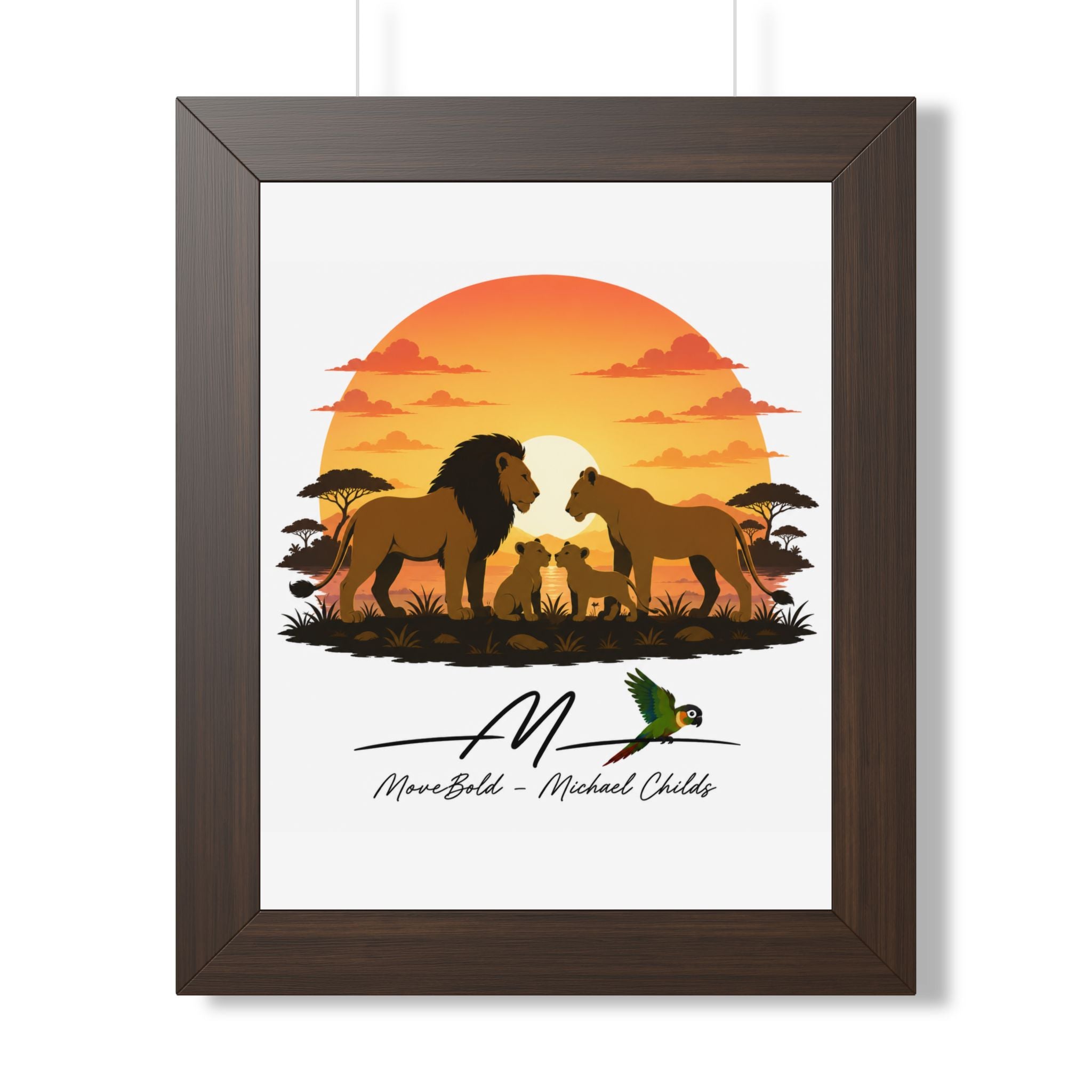 Lion family Framed Vertical Poster