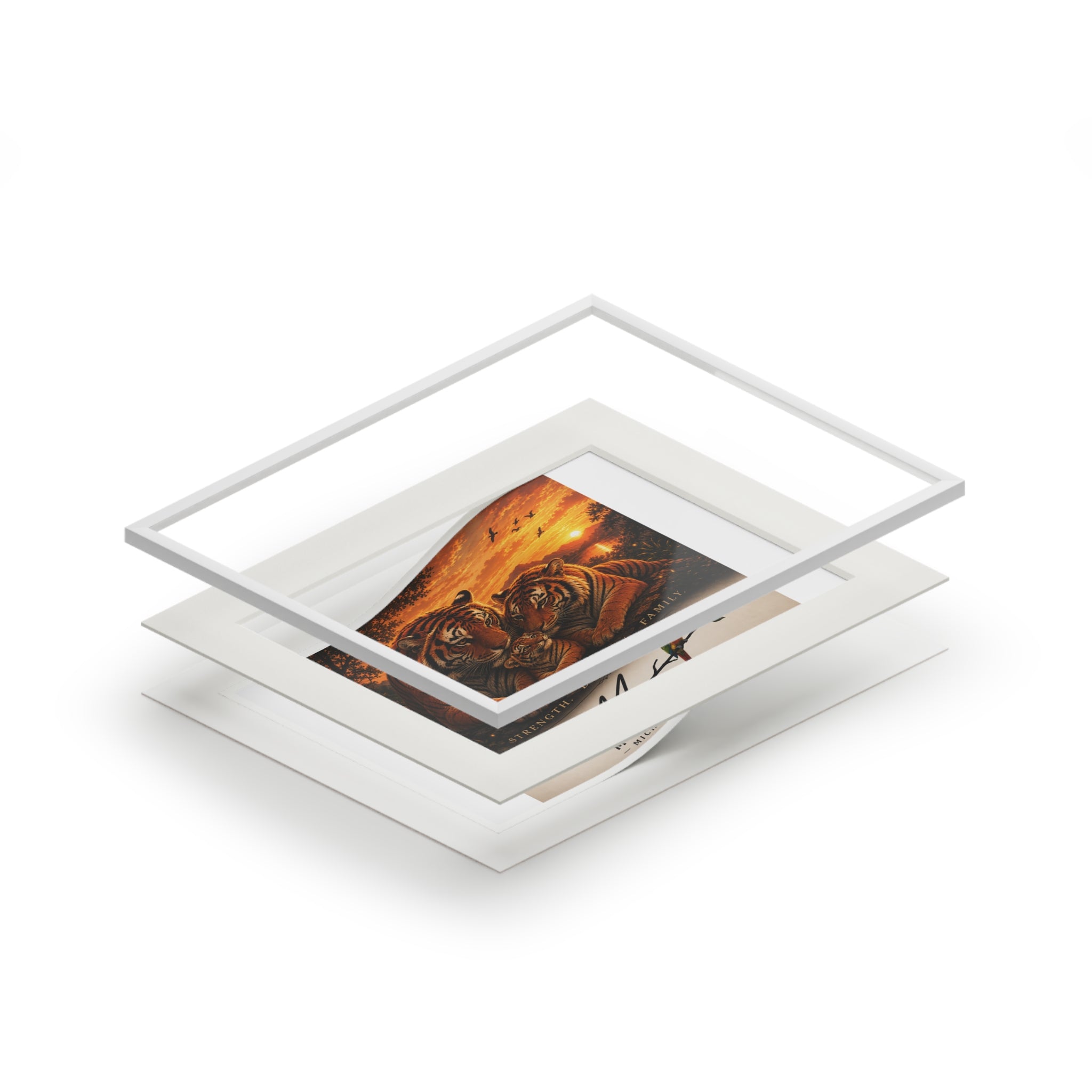 Tiger family Fine Art Prints (Passepartout Paper Frame)