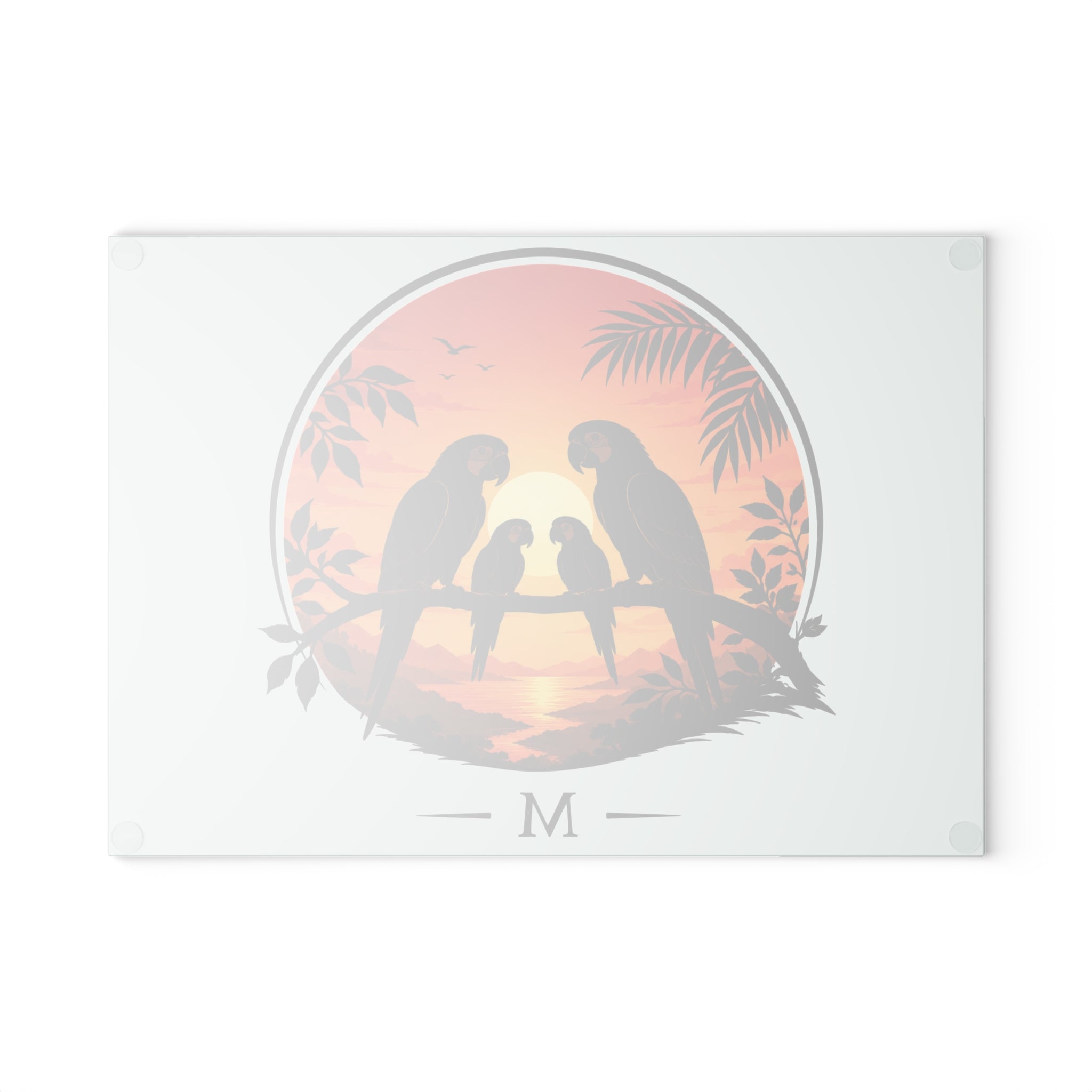 Parrot family Glass Cutting Board