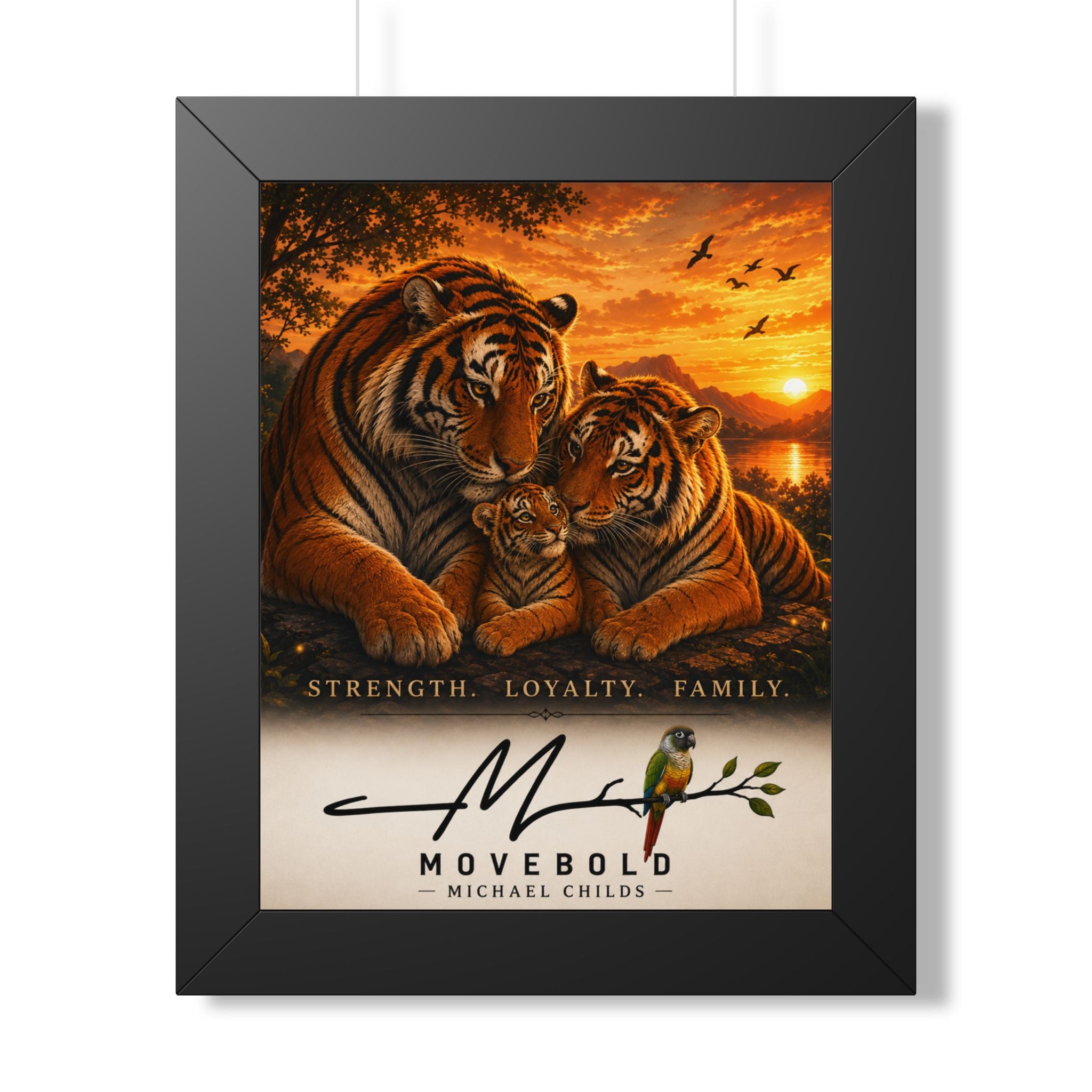 Tiger family Framed Vertical Poster