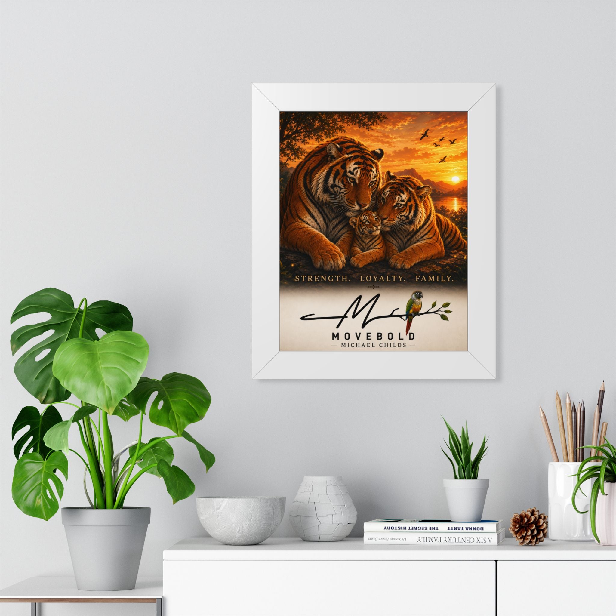 Tiger family Framed Vertical Poster