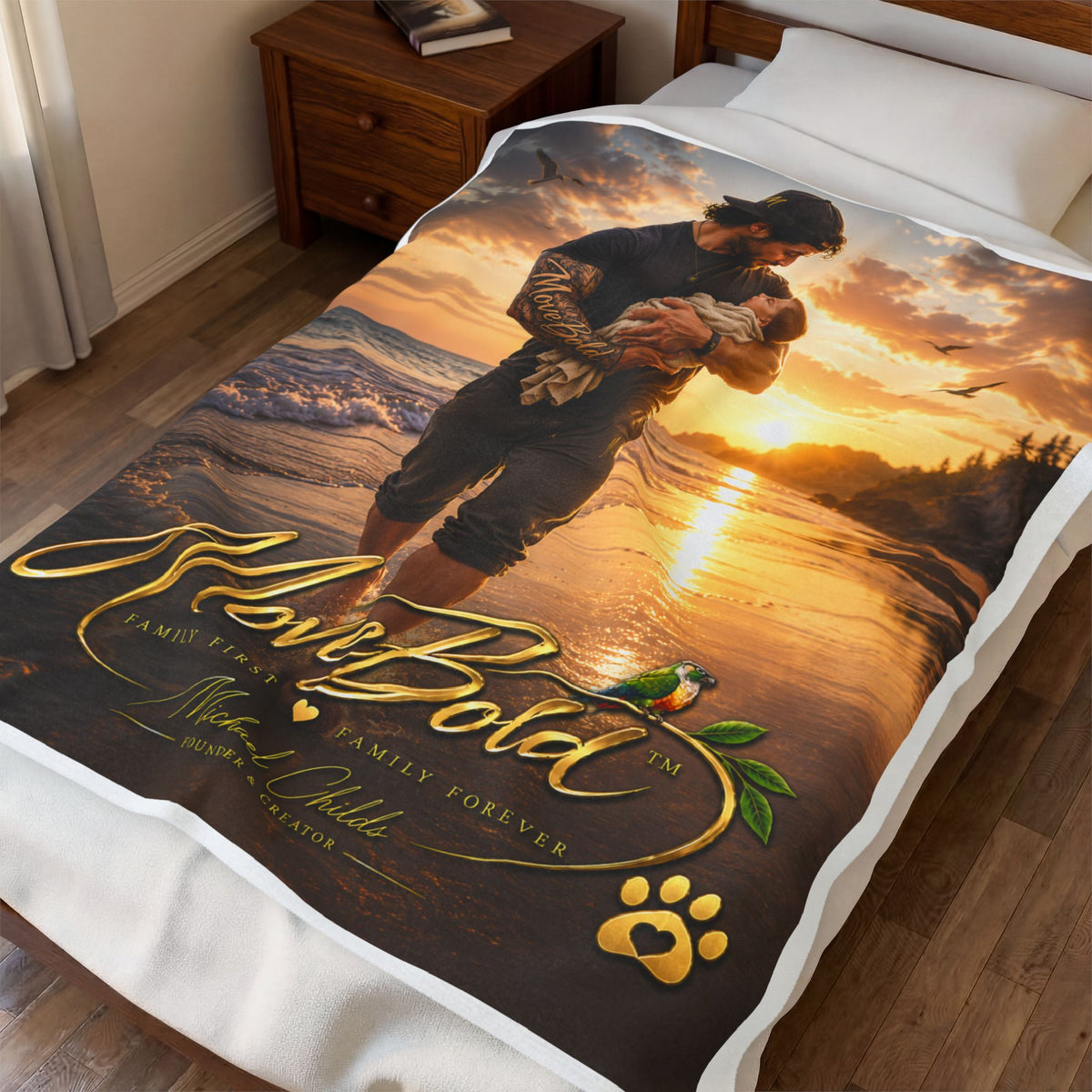 Father and son Velveteen Plush Blanket