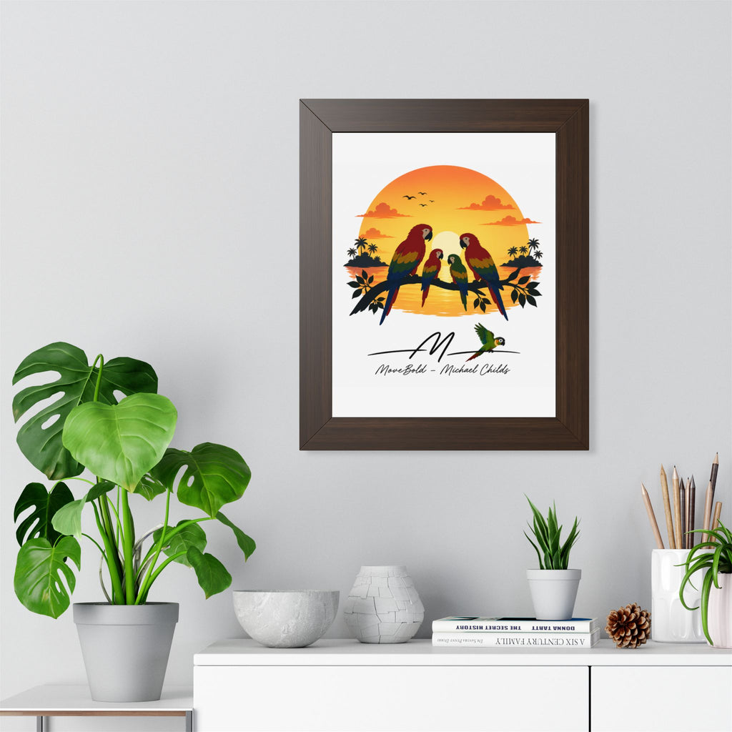 Parrot family Framed Vertical Poster