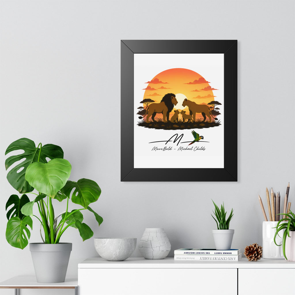 Lion family Framed Vertical Poster