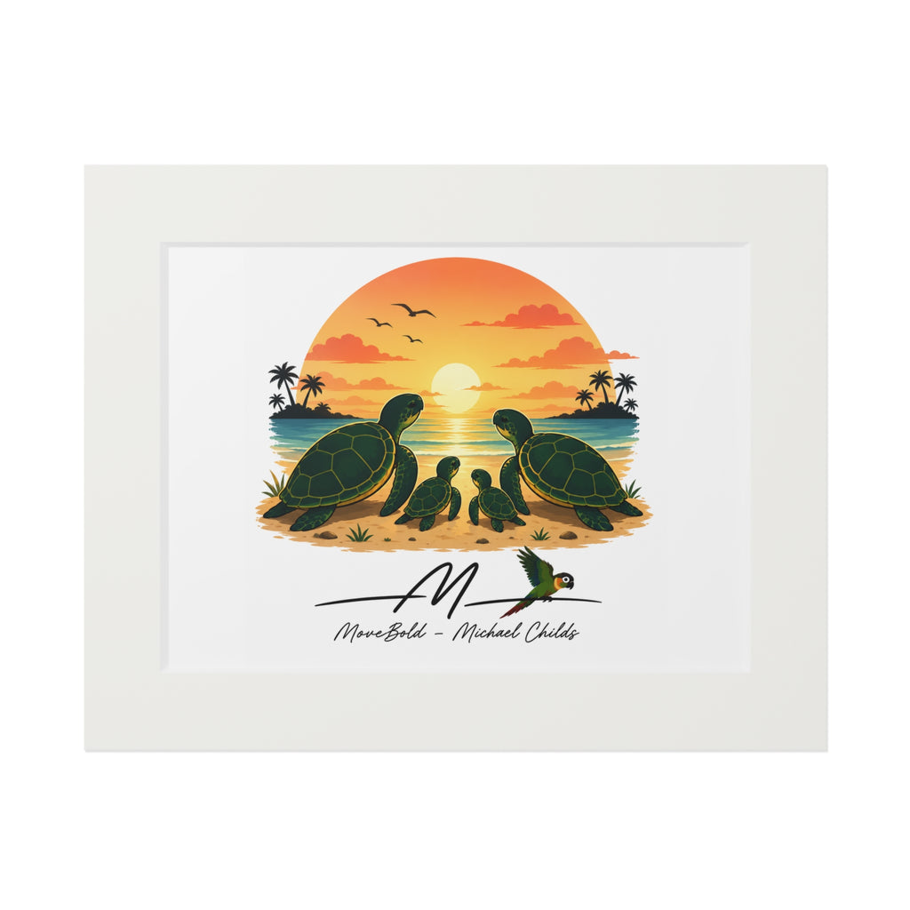 Turtle family Fine Art Prints (Passepartout Paper Frame)