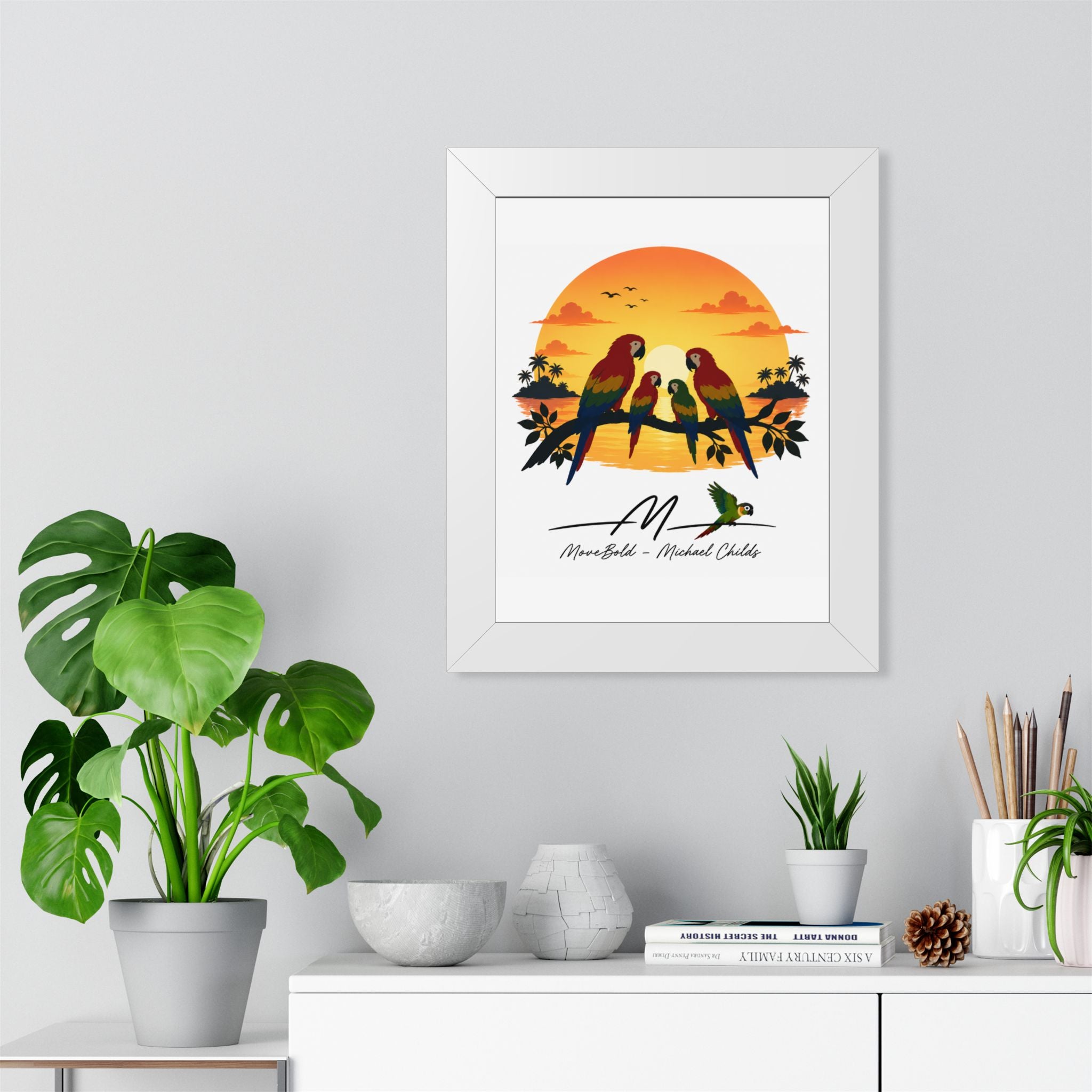 Parrot family Framed Vertical Poster