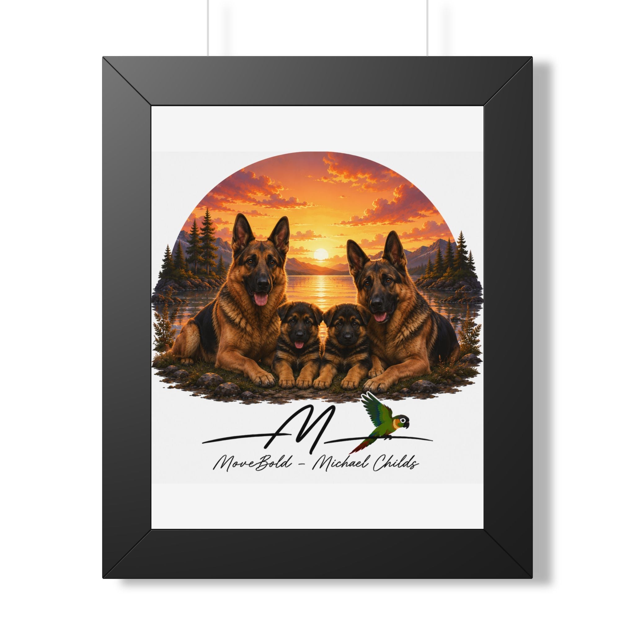 German shepherd family Framed Vertical Poster